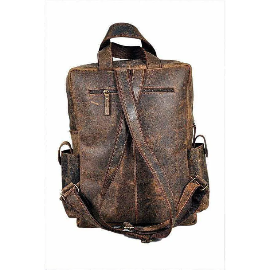 18" Distressed Vintage Leather Backpack