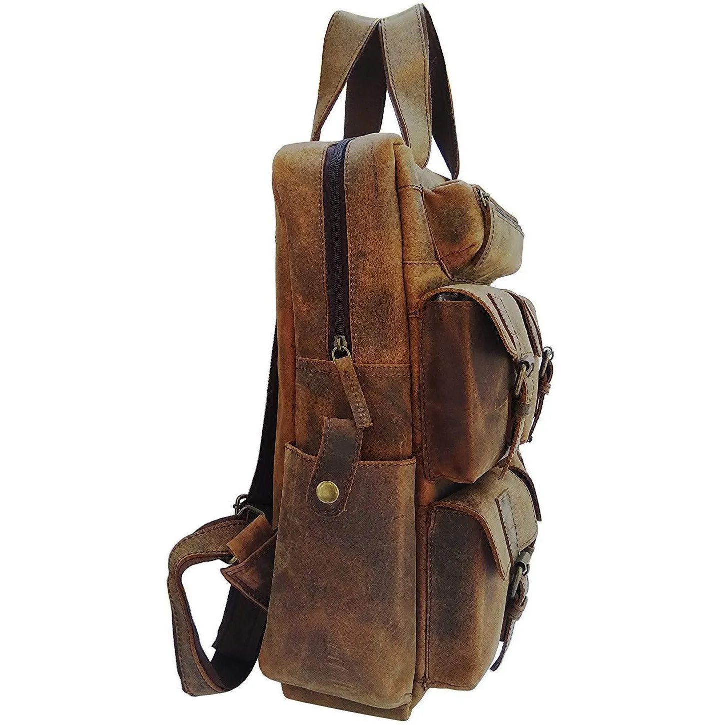 18" Distressed Vintage Leather Backpack