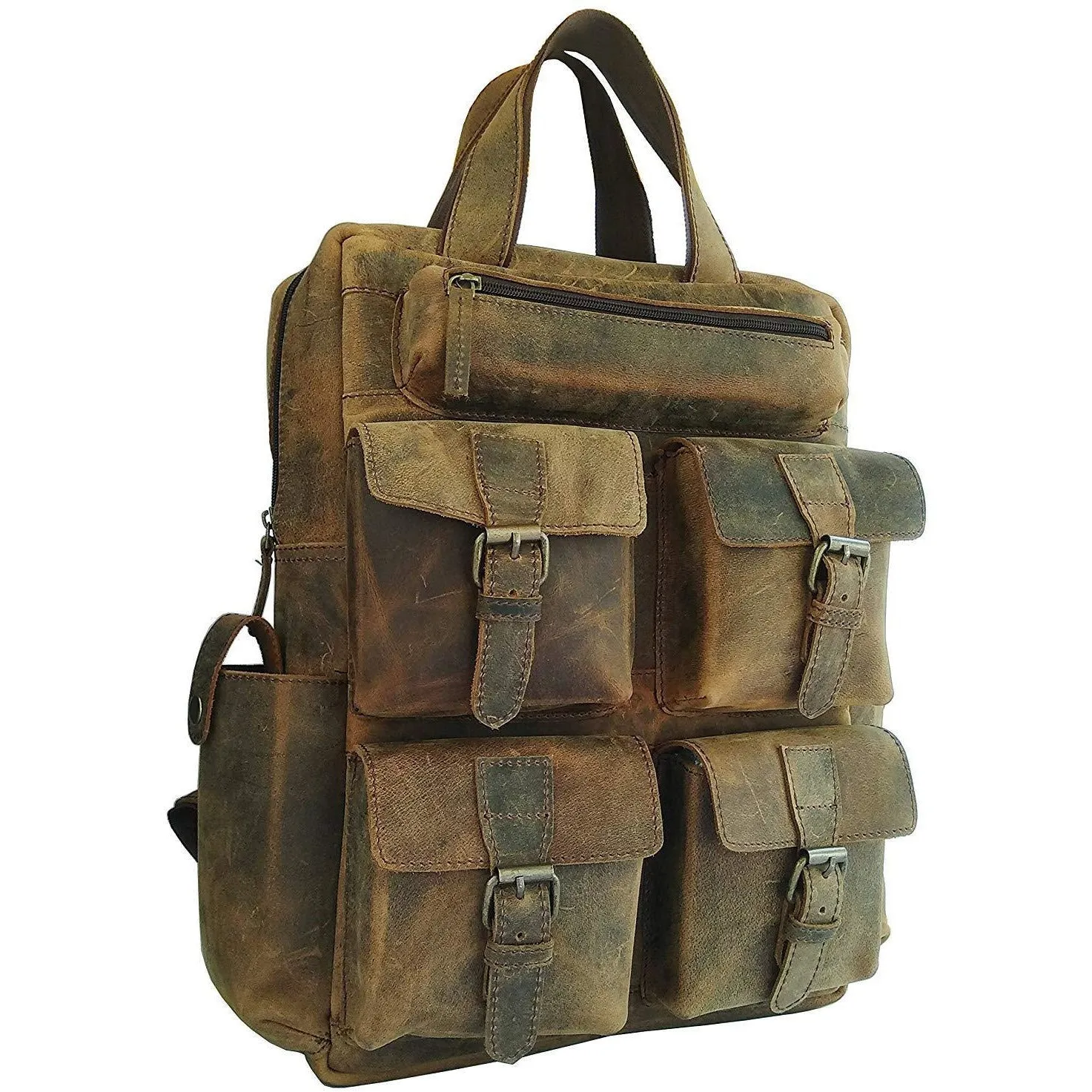 18" Distressed Vintage Leather Backpack