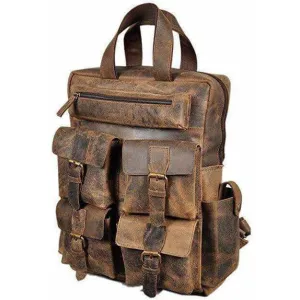 18" Distressed Vintage Leather Backpack