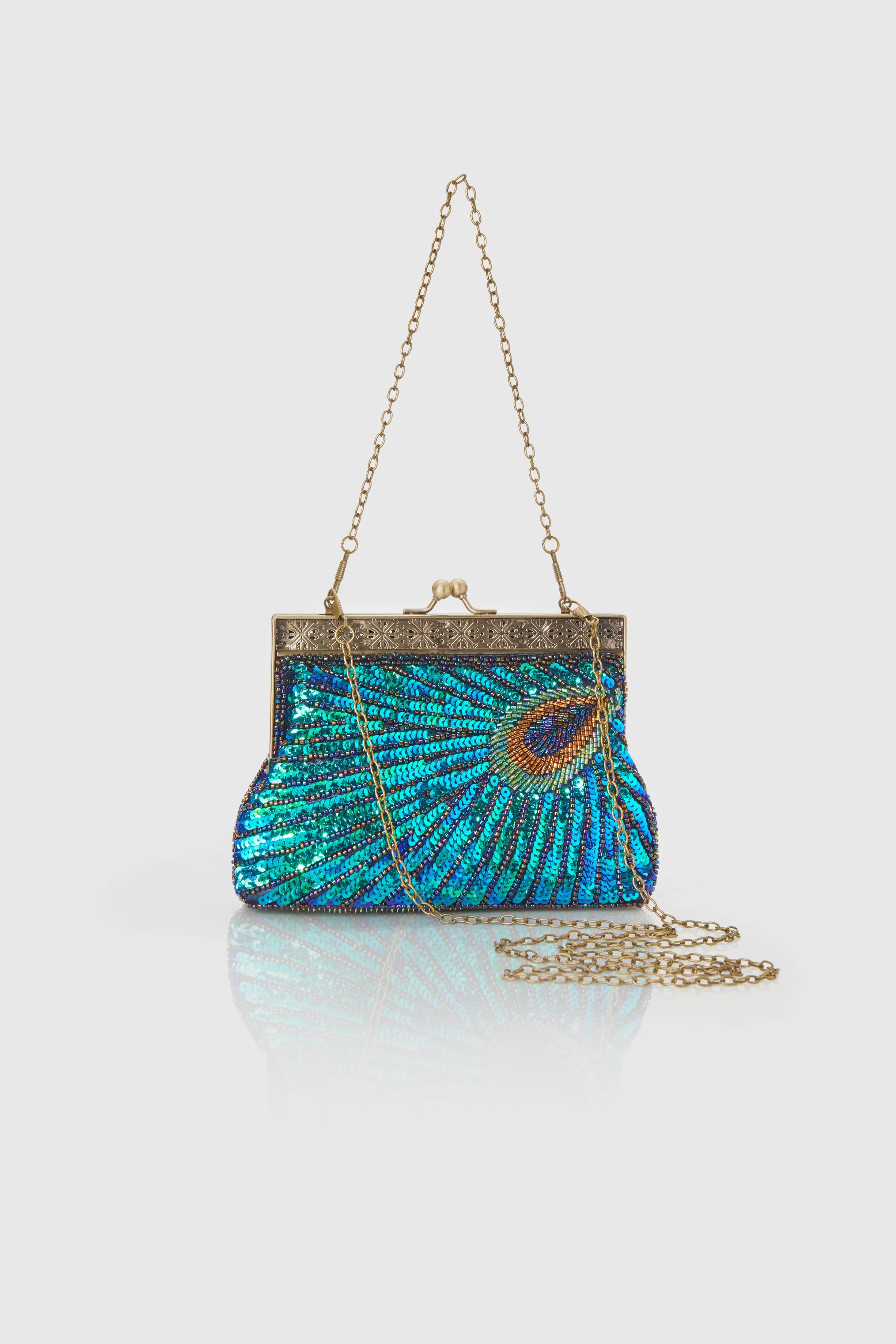 1920s Gatsby Peacock Sequined Clutch