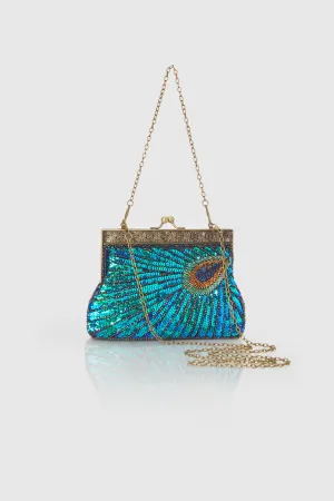 1920s Gatsby Peacock Sequined Clutch