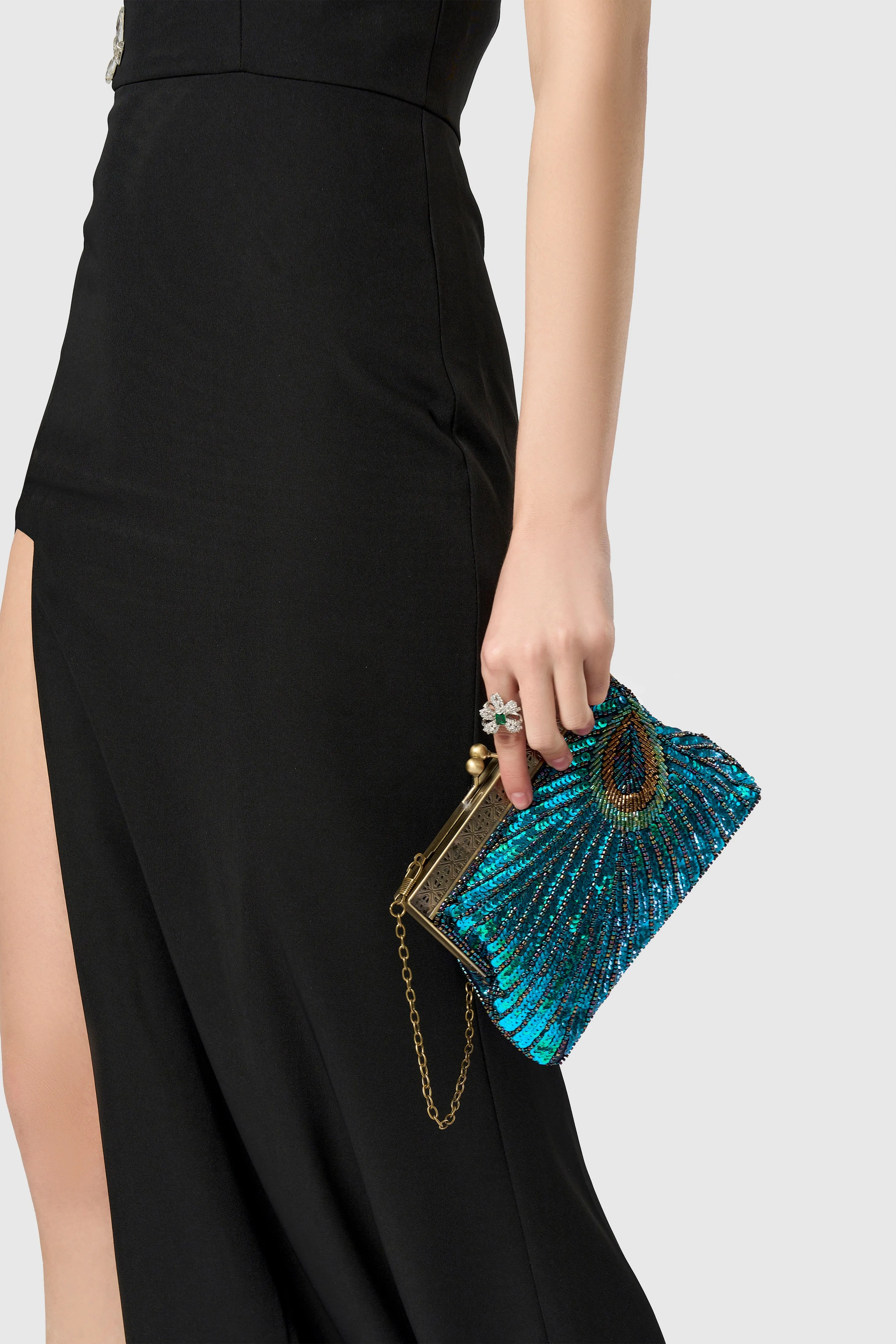 1920s Gatsby Peacock Sequined Clutch