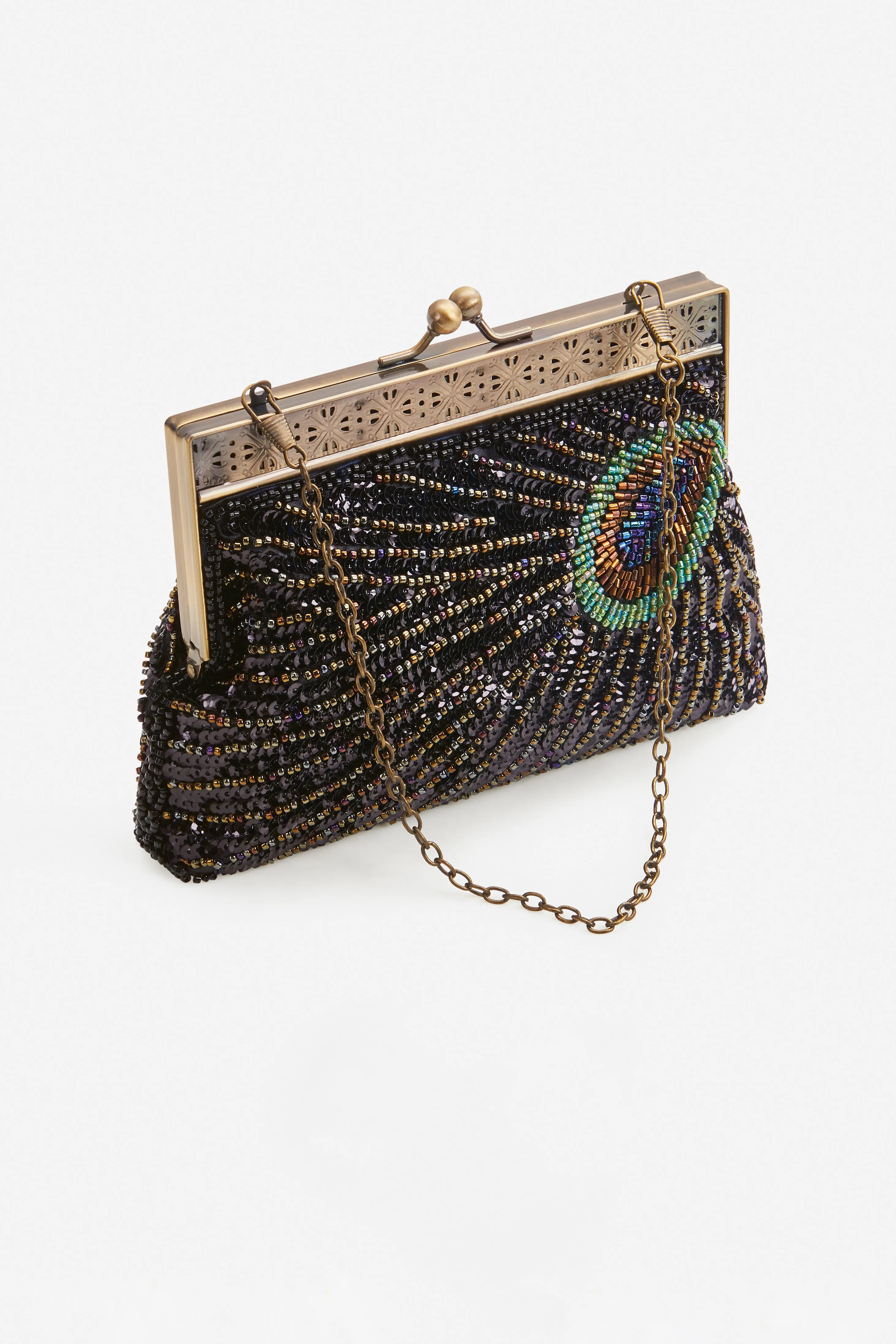 1920s Gatsby Peacock Sequined Clutch