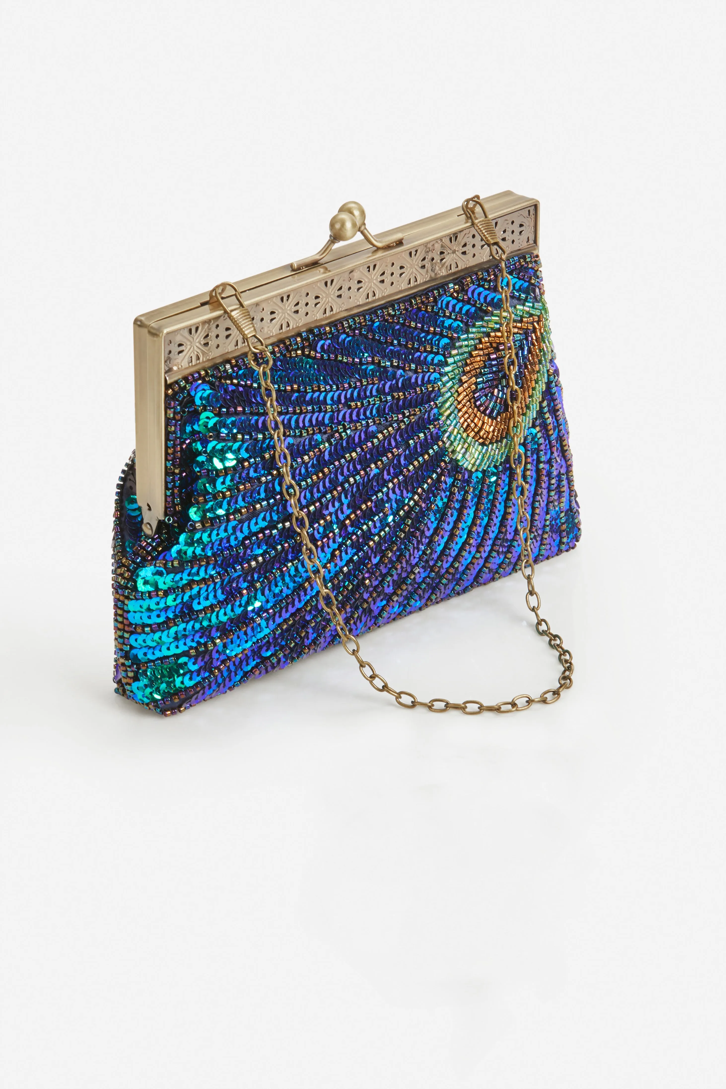 1920s Gatsby Peacock Sequined Clutch