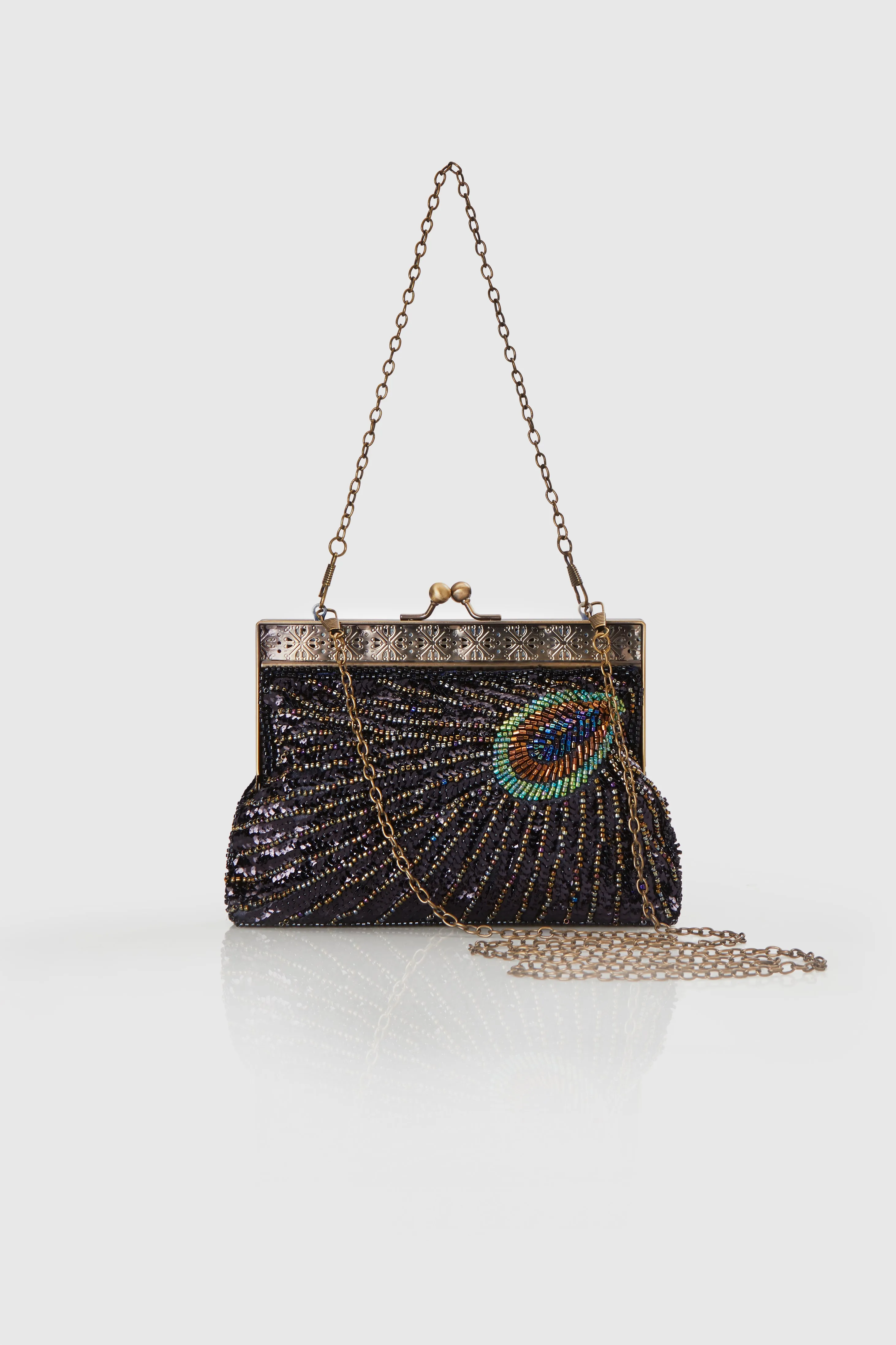 1920s Gatsby Peacock Sequined Clutch