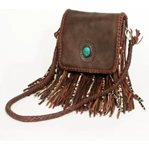 American Darling Leather Multi Coloured Fringe Crossbody Bag