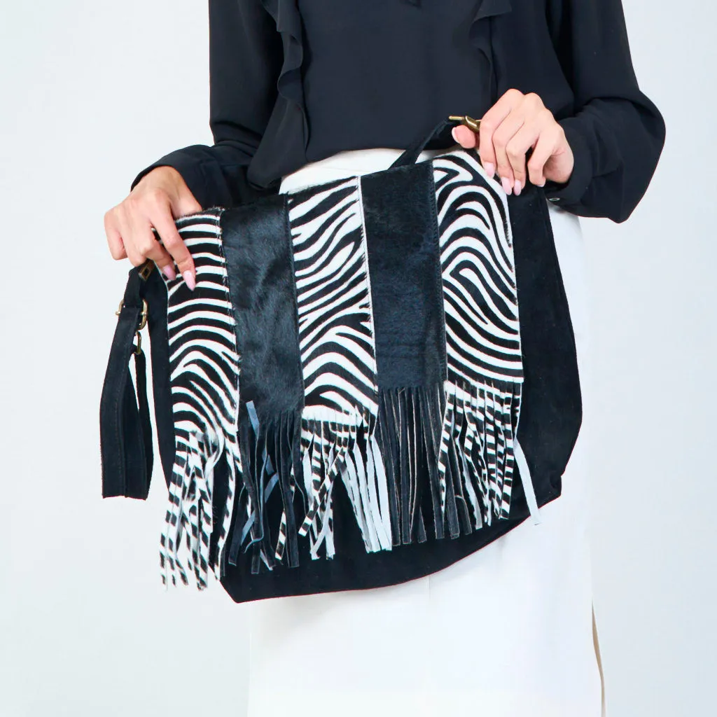 Animal print fringe crossbody bags wholesale