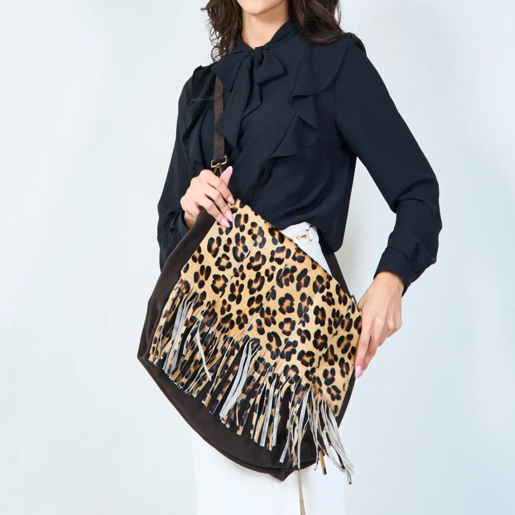 Animal print fringe crossbody bags wholesale