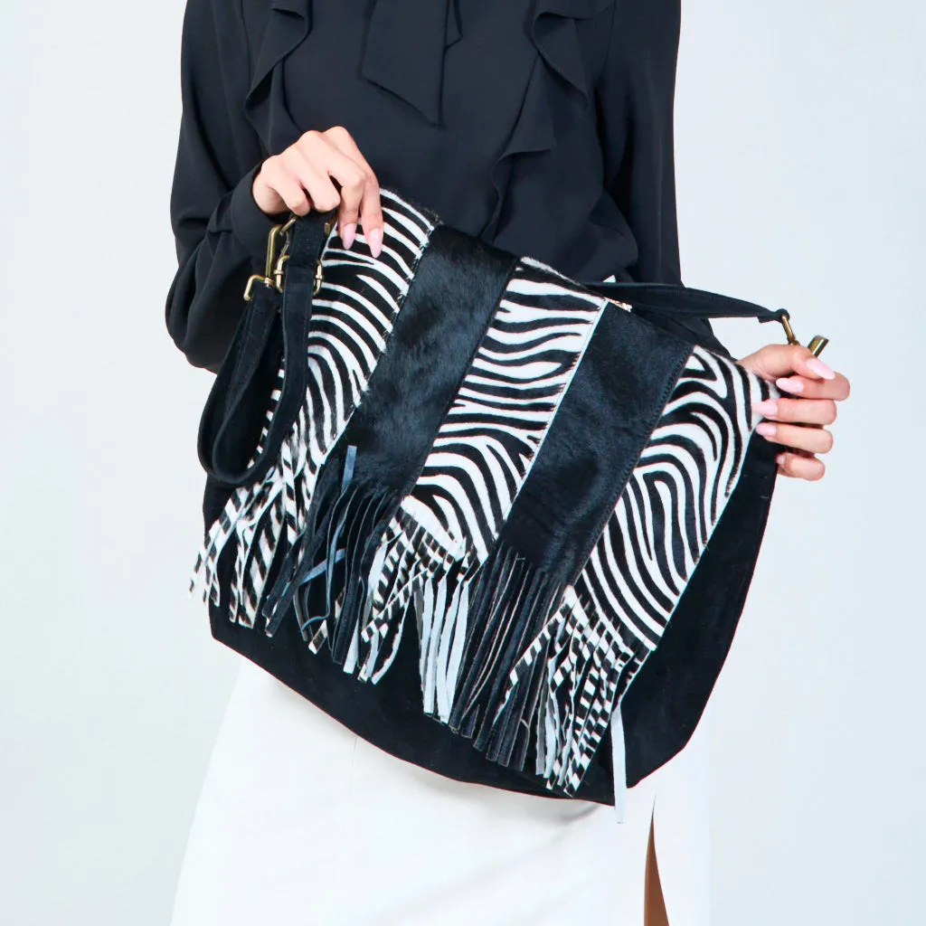 Animal print fringe crossbody bags wholesale