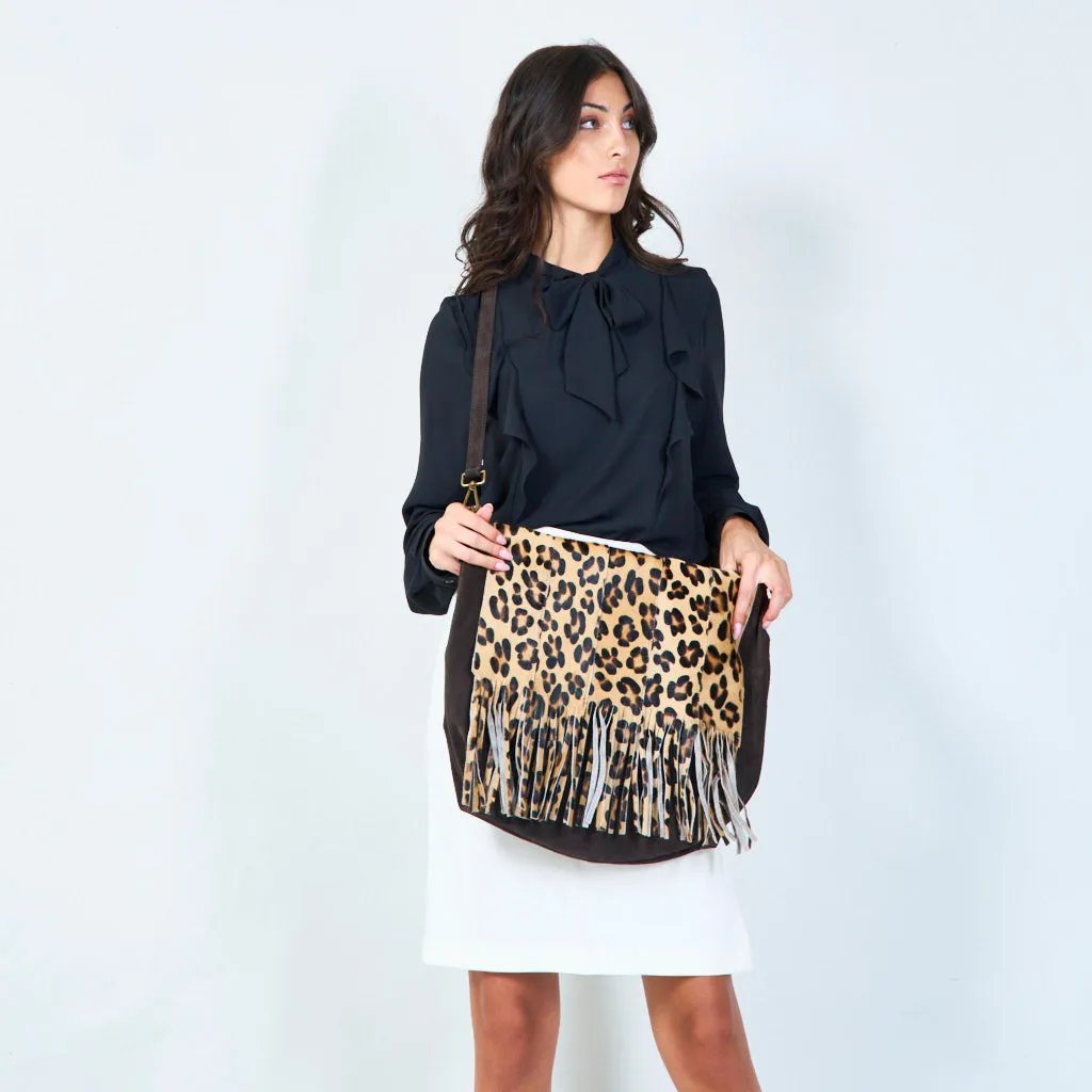 Animal print fringe crossbody bags wholesale