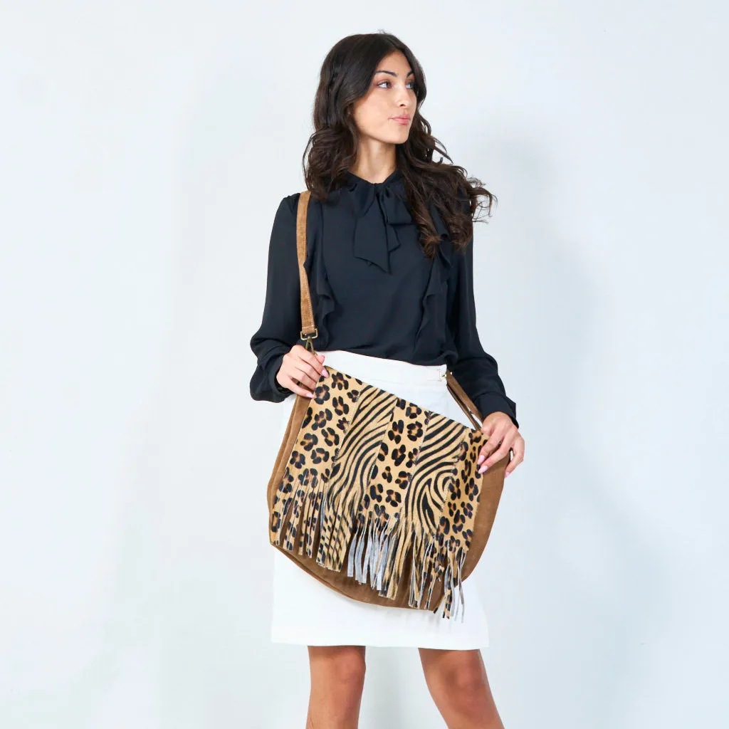 Animal print fringe crossbody bags wholesale