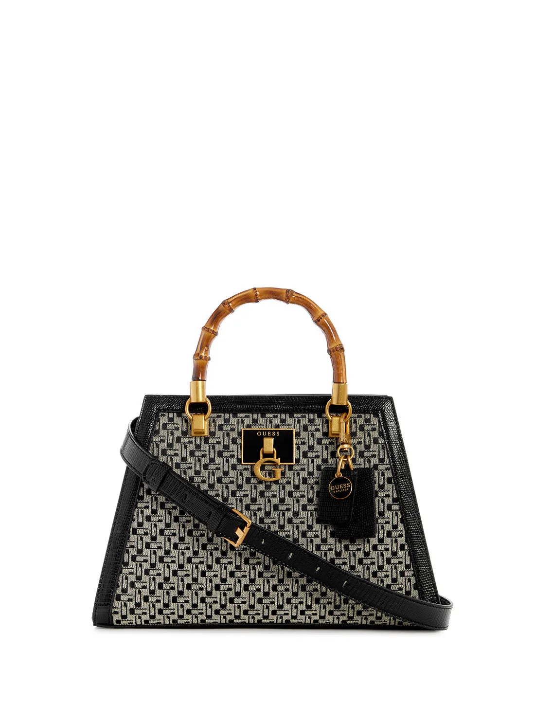 Black Logo Stephi Bamboo Satchel Bag