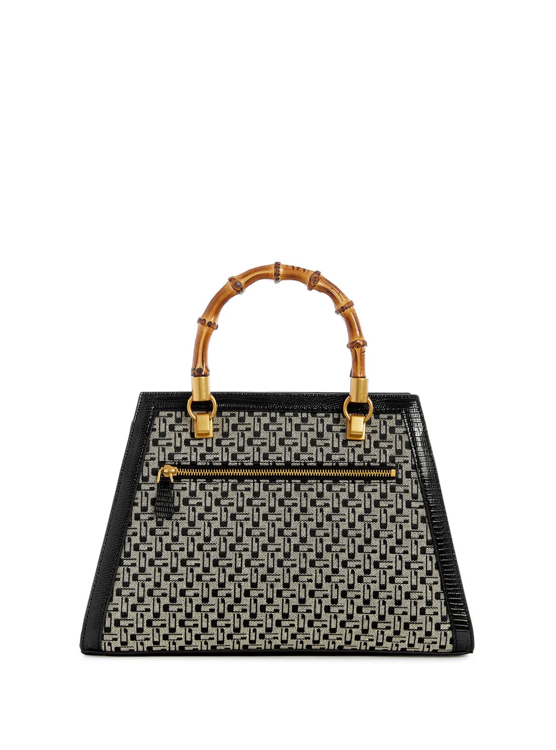 Black Logo Stephi Bamboo Satchel Bag