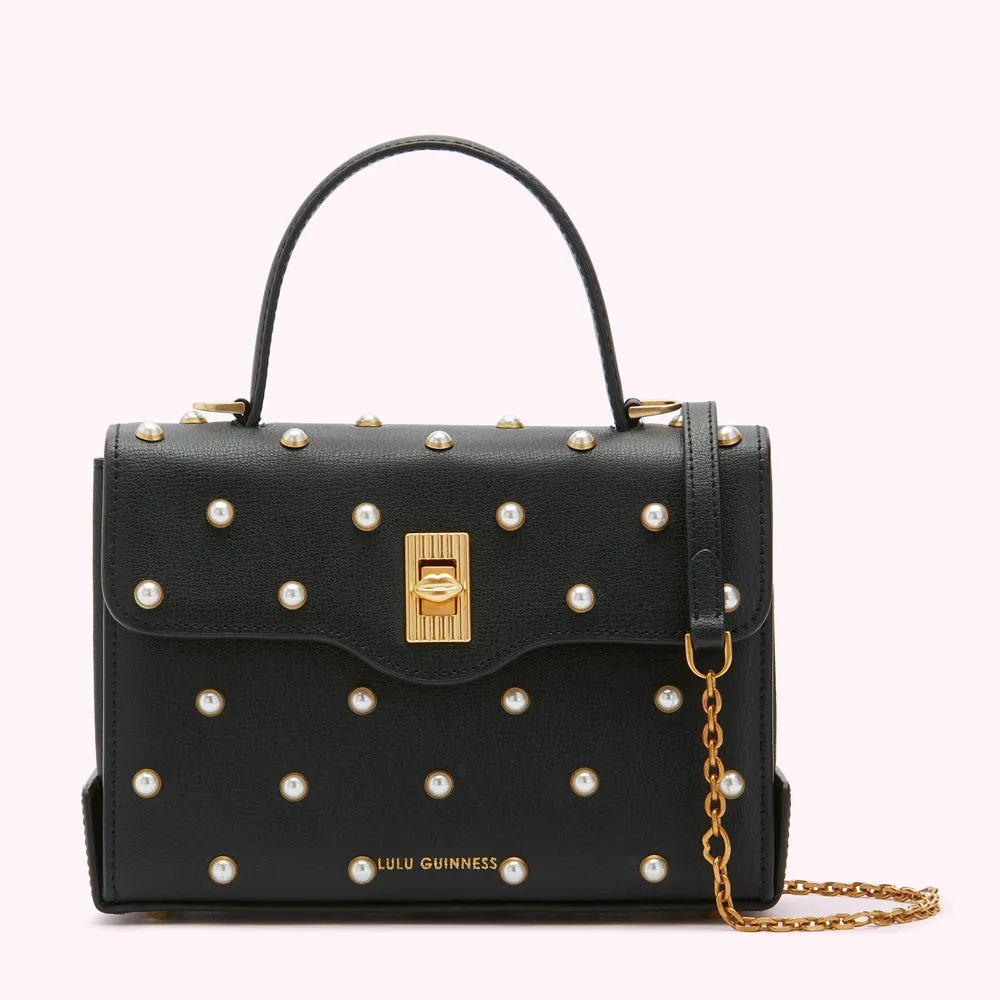 BLACK PEARL MEDIUM LIP TURNLOCK QUEENIE HANDBAG