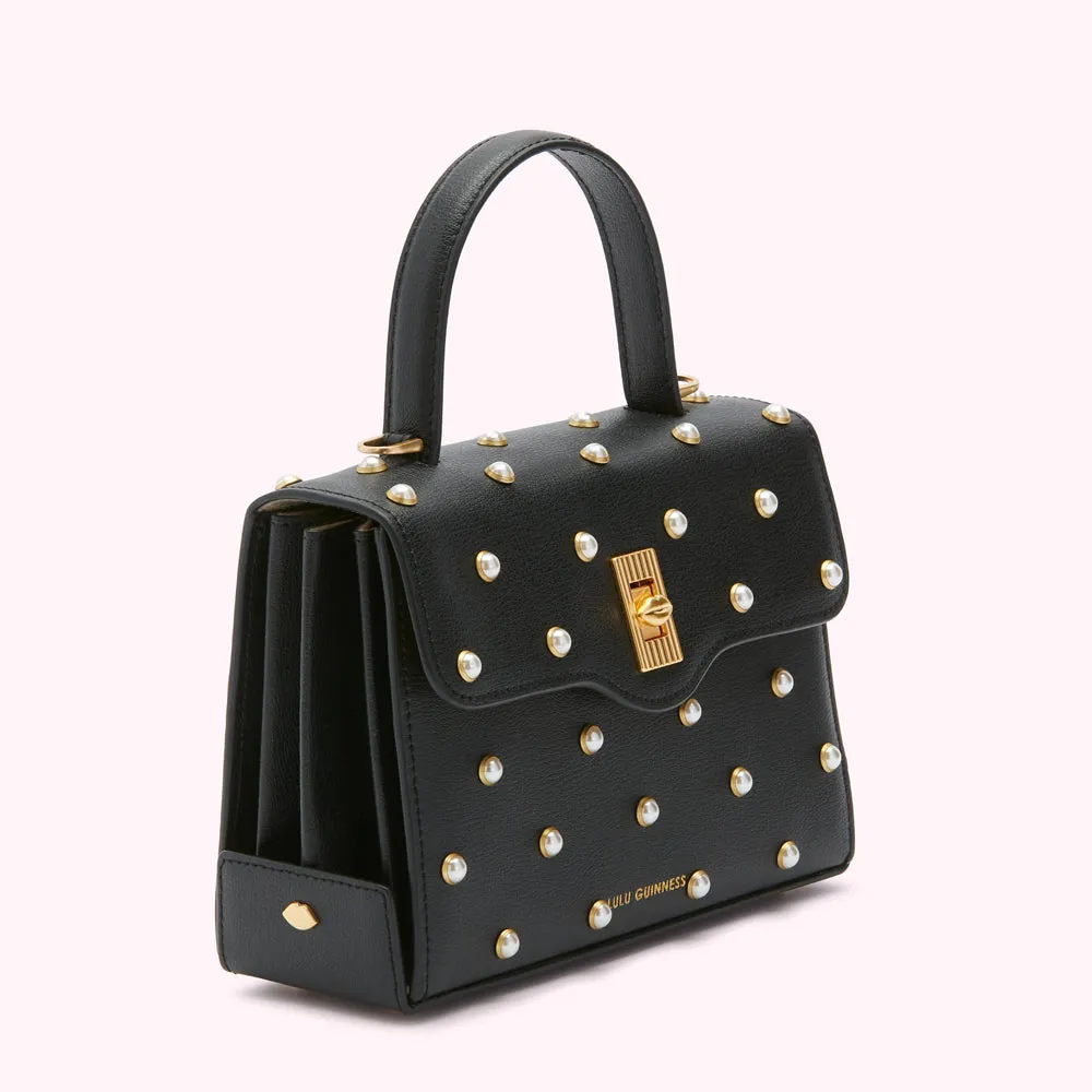 BLACK PEARL MEDIUM LIP TURNLOCK QUEENIE HANDBAG