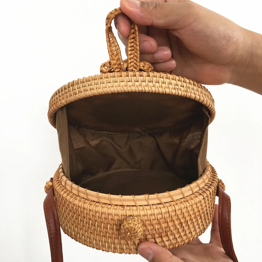 Bohemian Circular Wicker Rattan Shoulder Bag