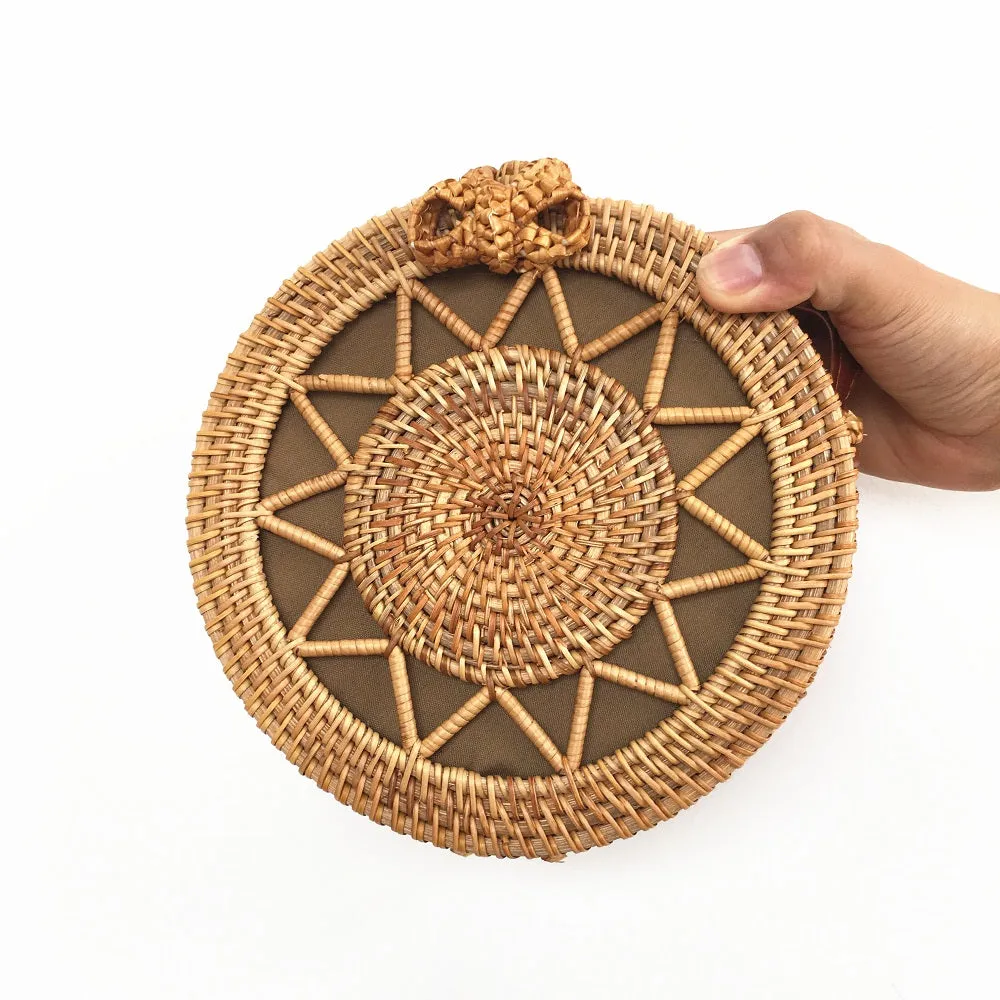 Bohemian Circular Wicker Rattan Shoulder Bag