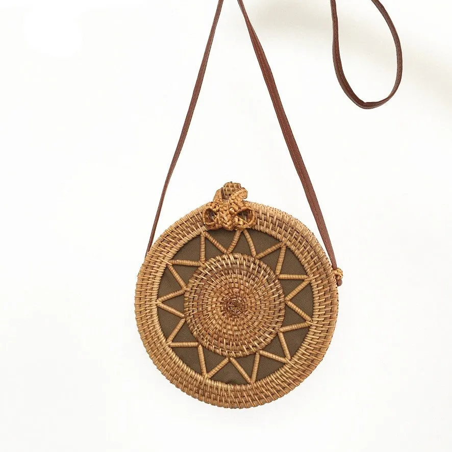 Bohemian Circular Wicker Rattan Shoulder Bag