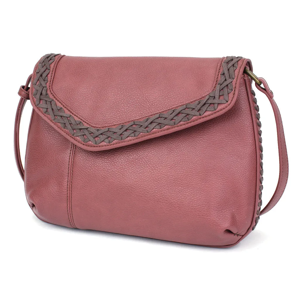 Braided Boho Crossbody - Berry