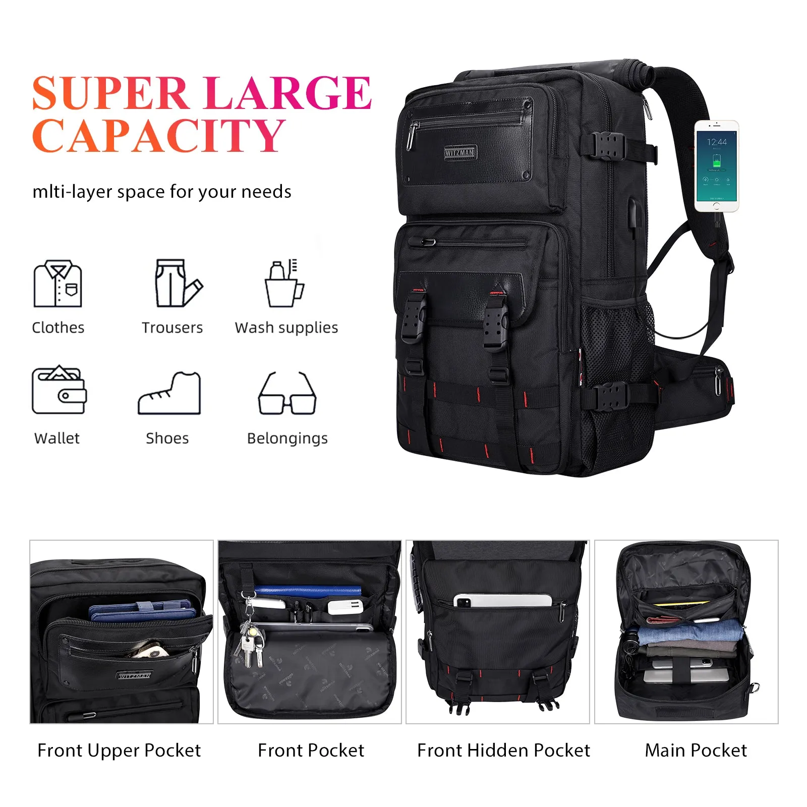 Carry On Travel Backpack for Men Nylon Bag