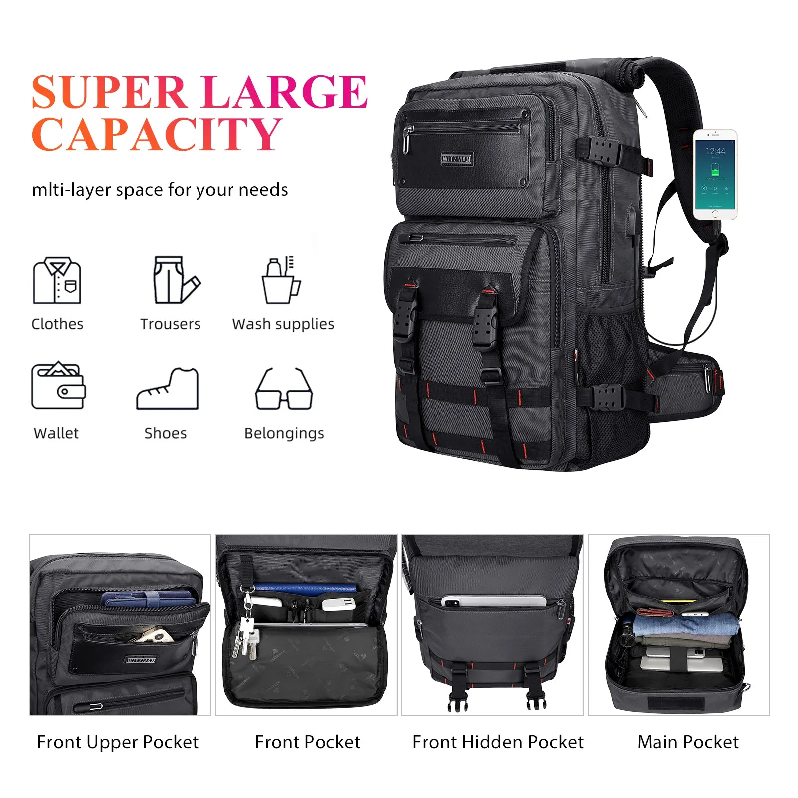 Carry On Travel Backpack for Men Nylon Bag