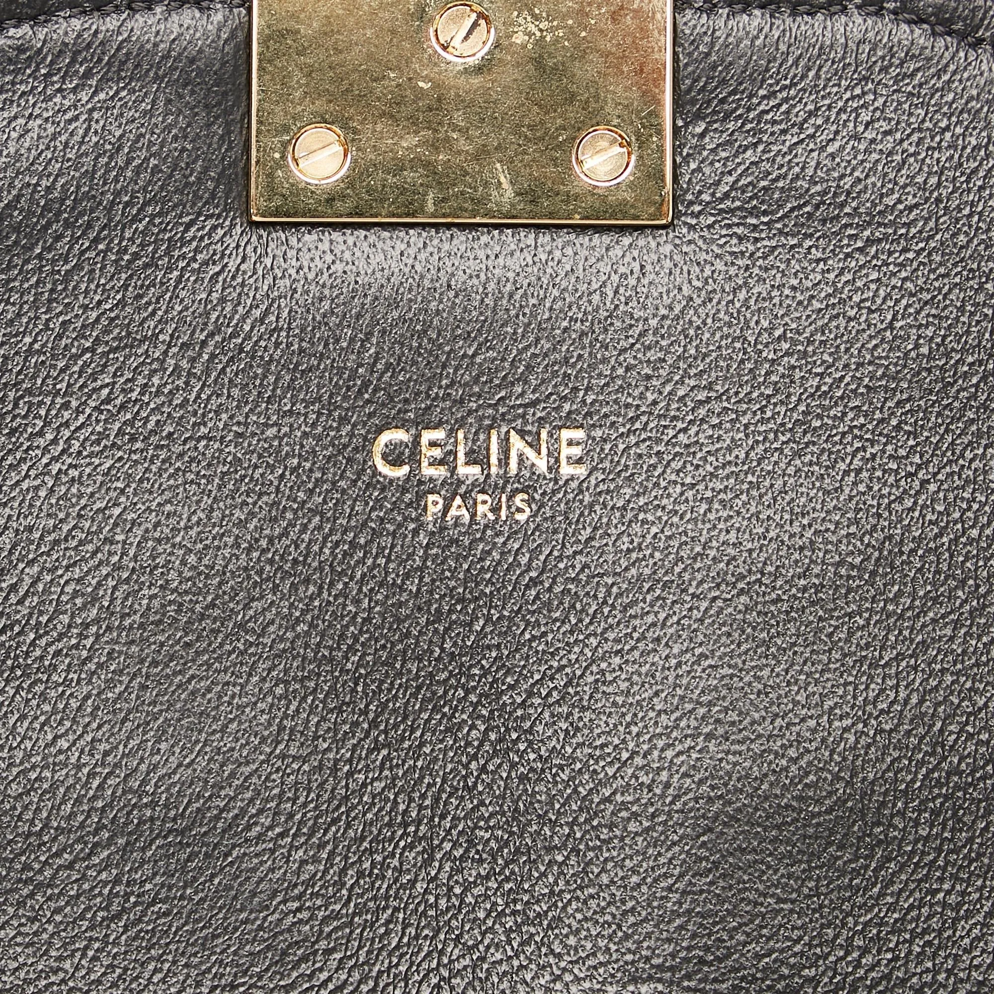 Celine Medium Bicolor C Quilted Leather Shoulder Bag (SHG-37238)