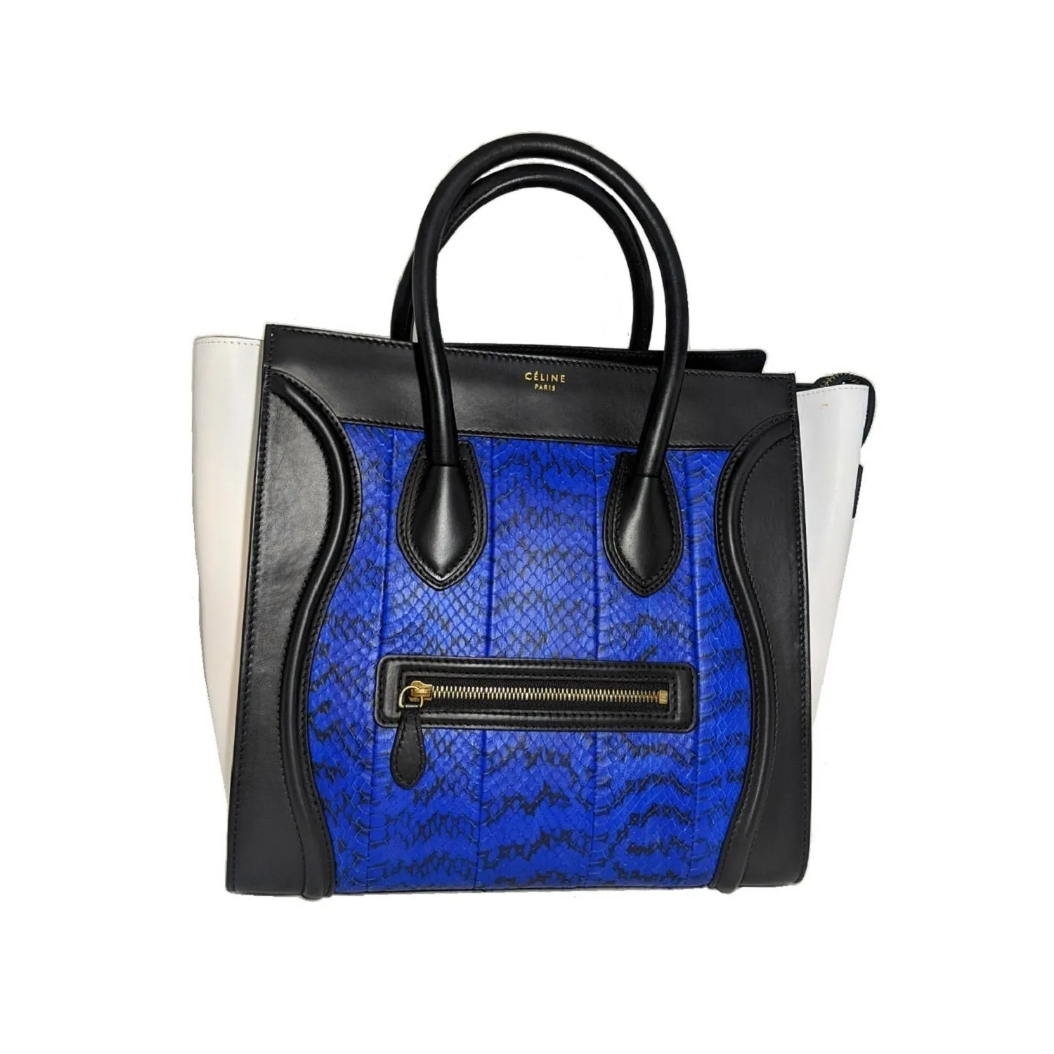 Celine Royal Blue Python Tricolor Mini Luggage Tote