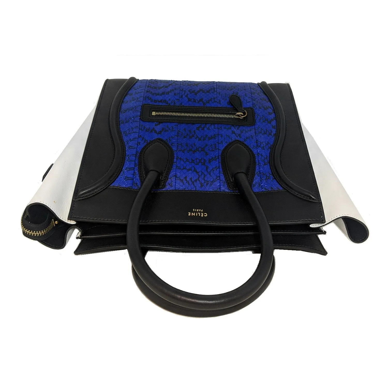 Celine Royal Blue Python Tricolor Mini Luggage Tote