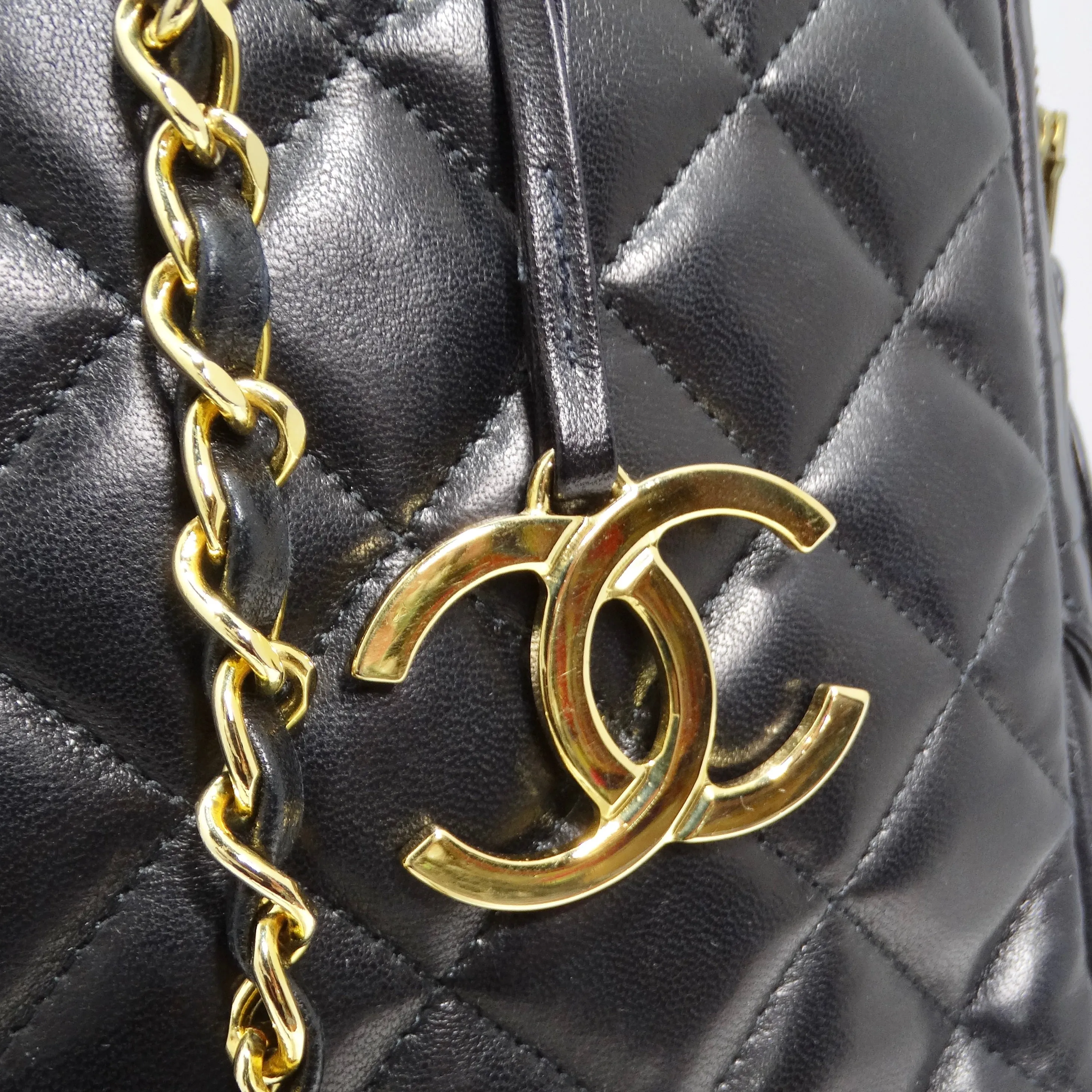 Chanel 1980s Black Quilted Lambskin Camera Bag