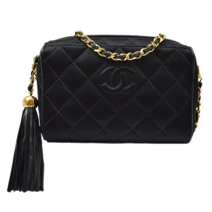 Chanel 1994-1996 Black Satin Diamond Camera Bag Mini