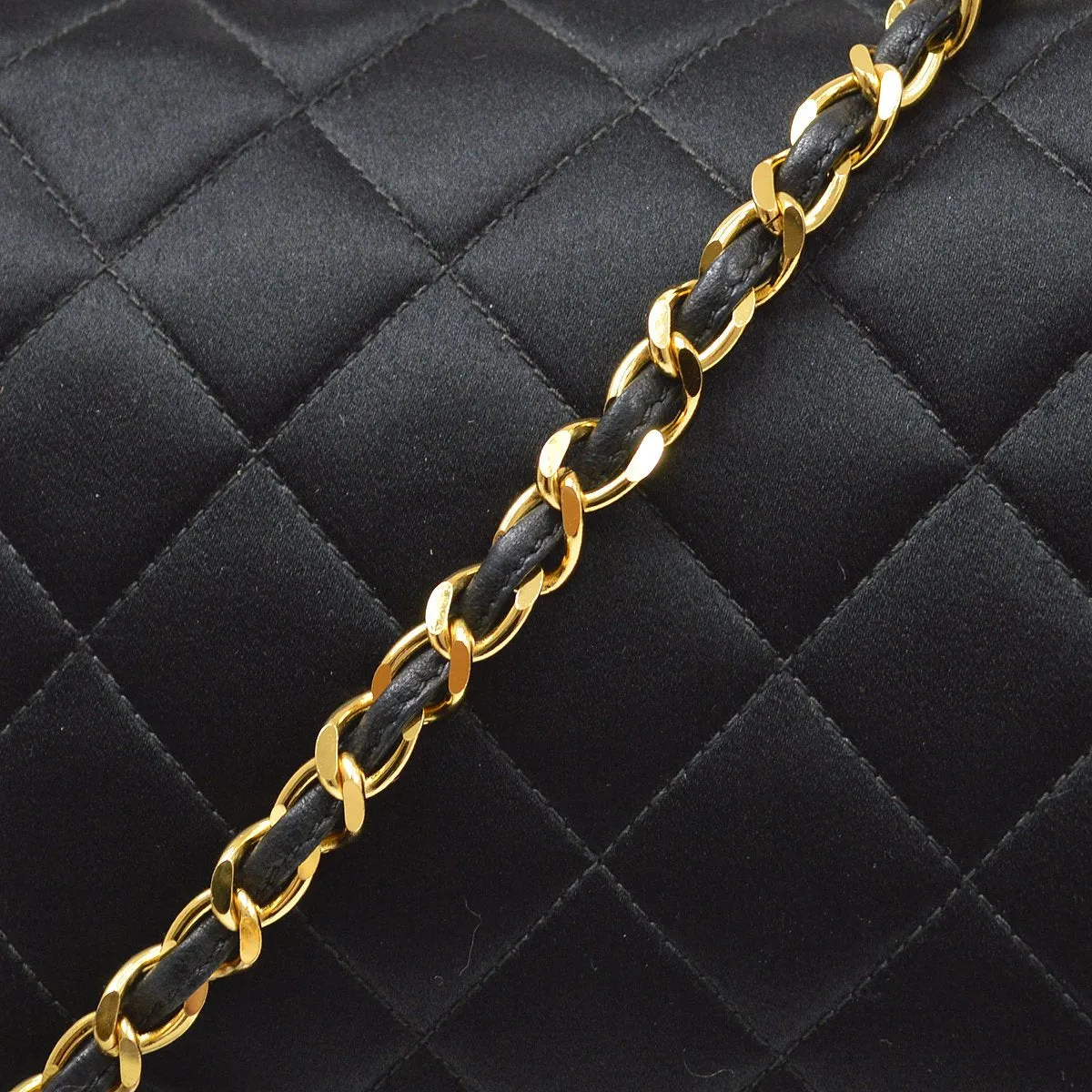 CHANEL 1994-1996 Black Satin Diamond Camera Bag Mini