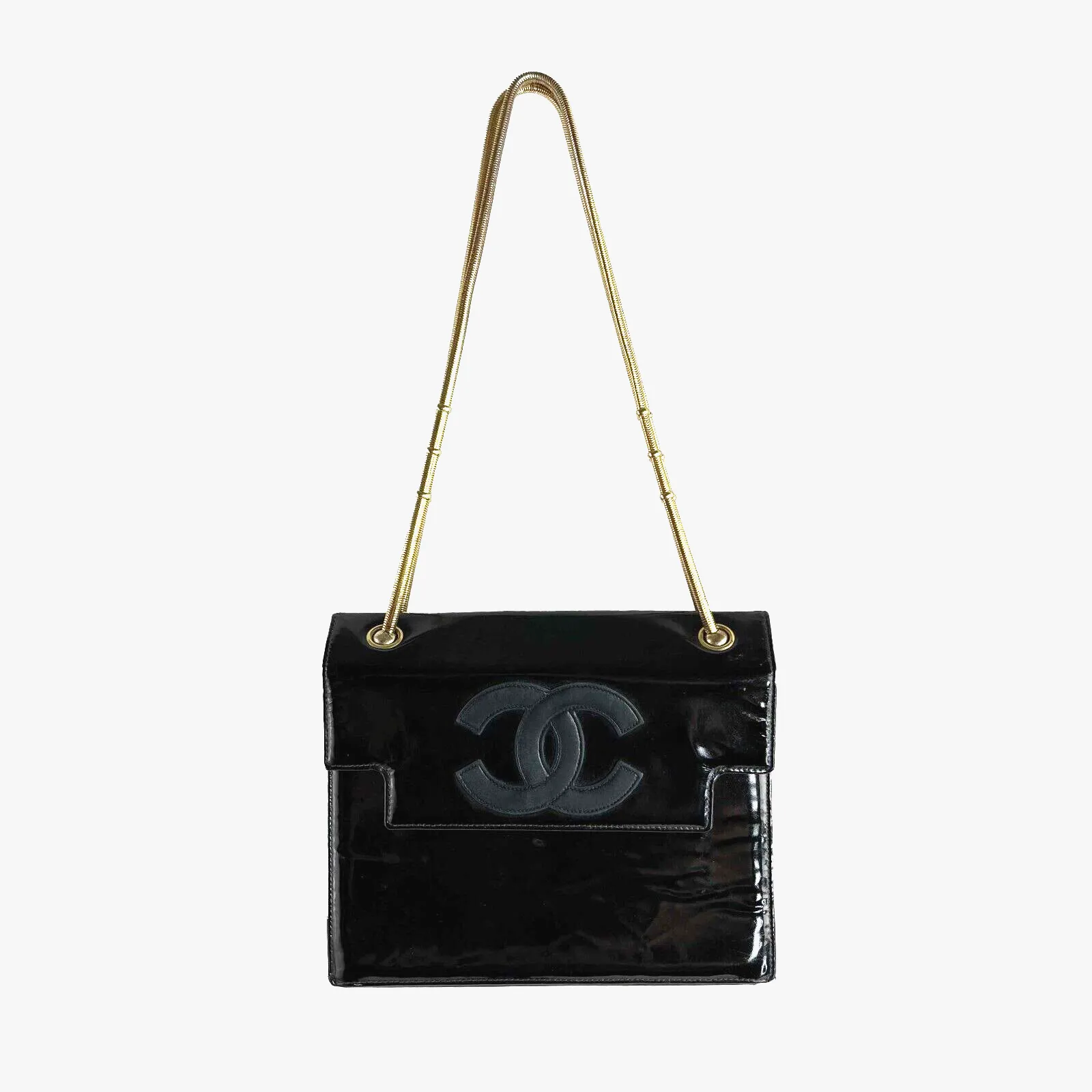 CHANEL Bags Errita Vinyl CC Flap Bag Gold Snake Chain