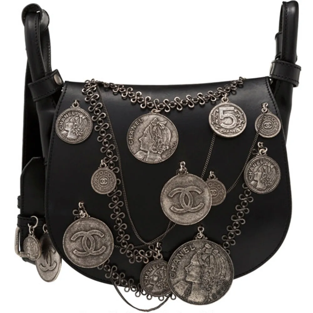 CHANEL Black Coin Medallion Saddle