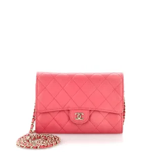 CHANEL Classic Flap Wallet Crossbody Bag Quilted Caviar Mini