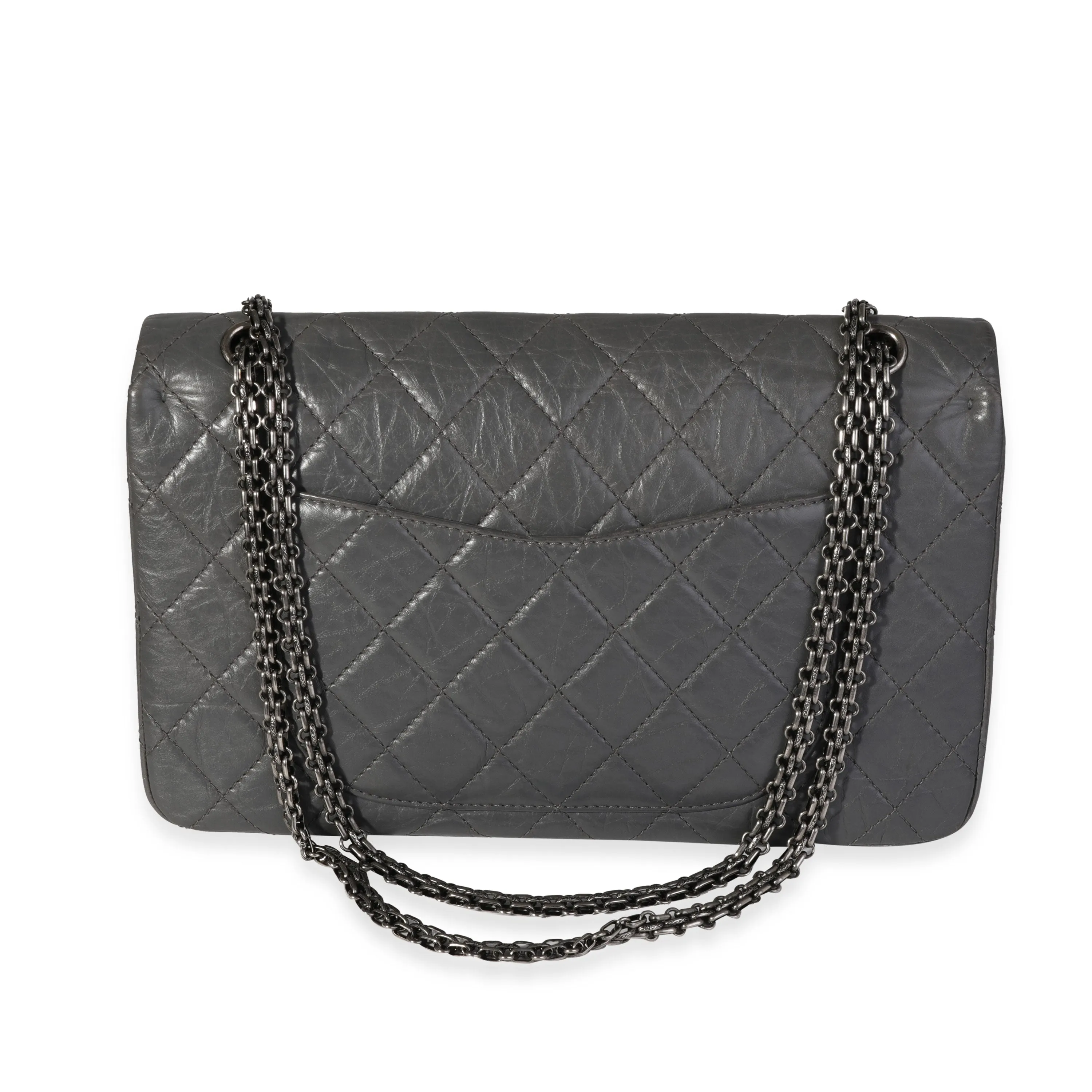 CHANEL Gray Quilted Aged Calfskin Reissue 2.55 227 Double Flap Bag