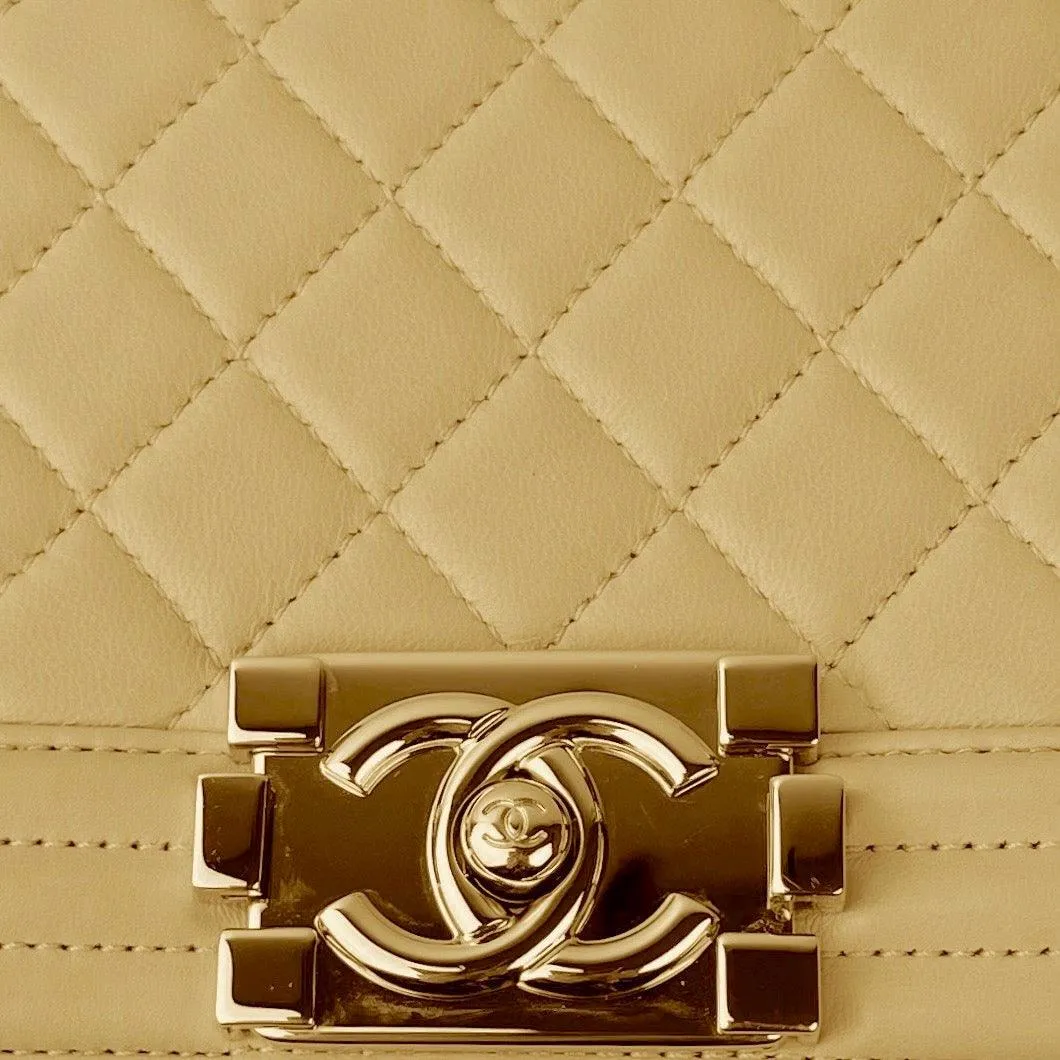 CHANEL Medium Quilted Lambskin Boy Bag - Champagne