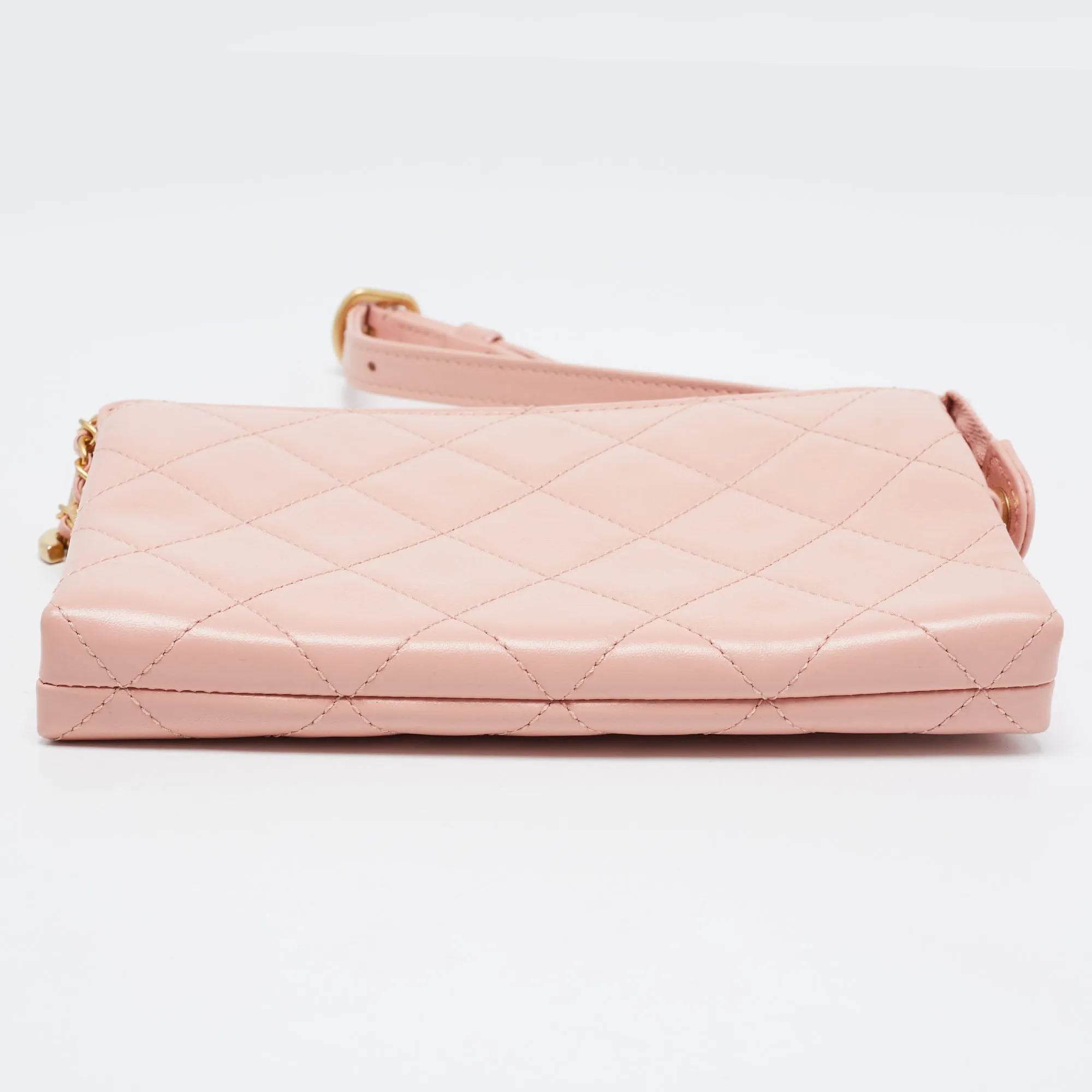 CHANEL Pink Quilted Leather Waist Bag