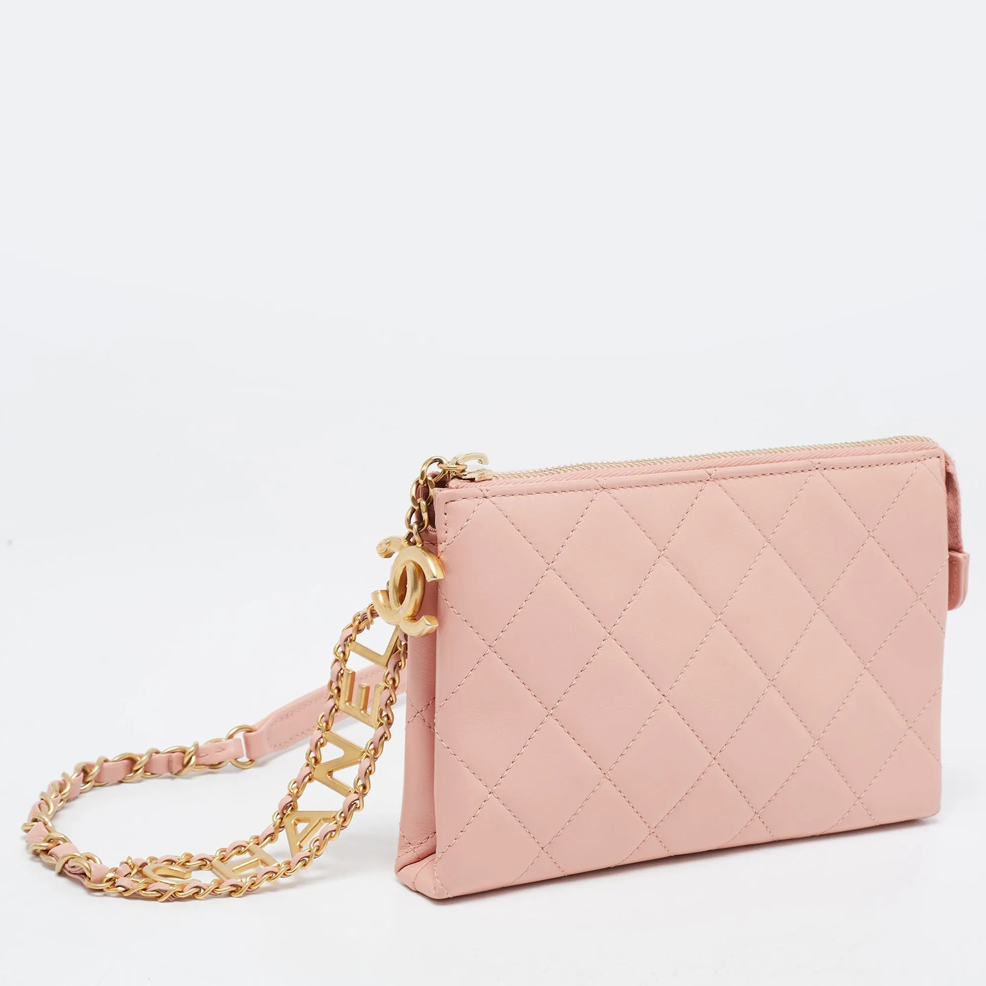 CHANEL Pink Quilted Leather Waist Bag