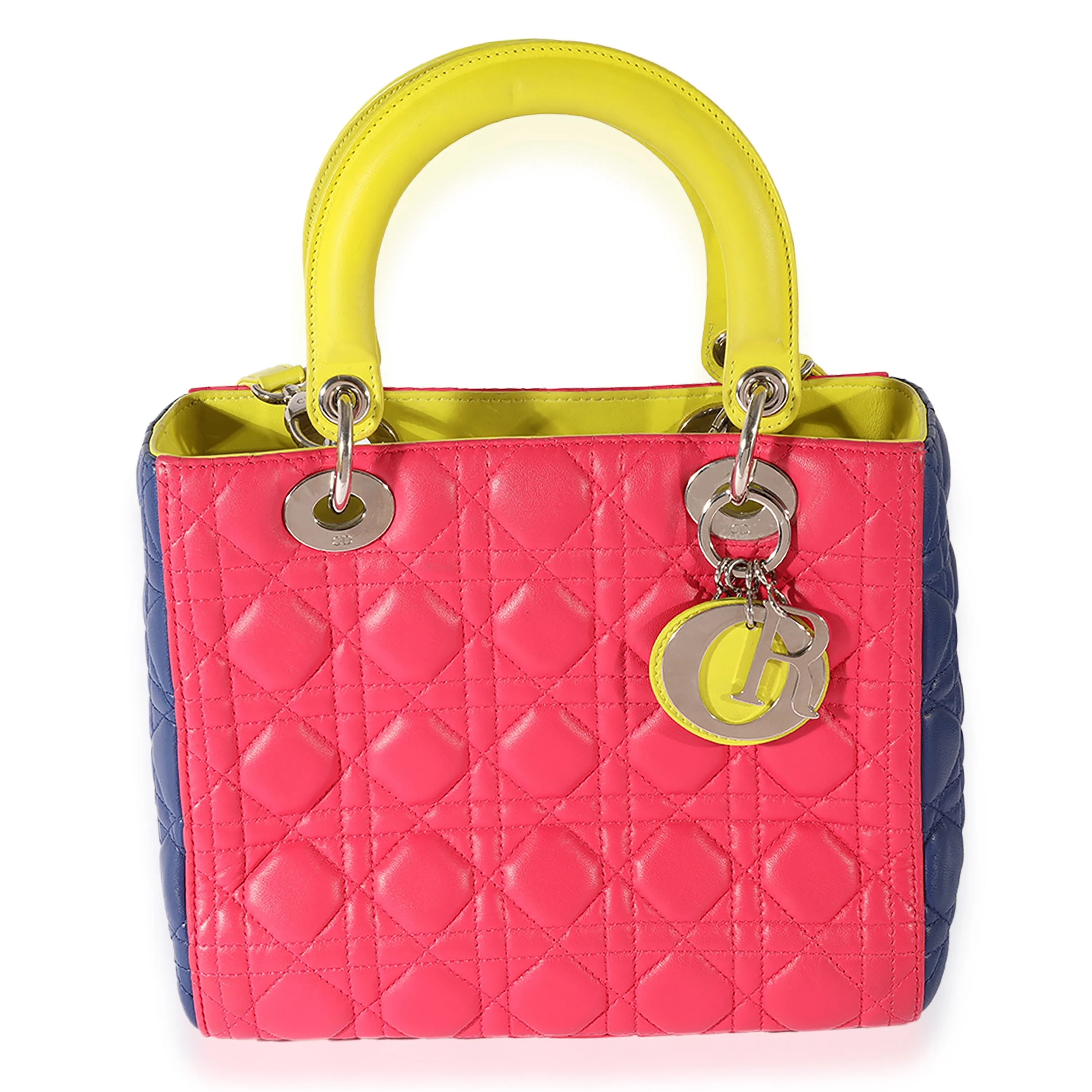 CHRISTIAN DIOR Tricolor Quilted Lambskin Medium Lady Bag