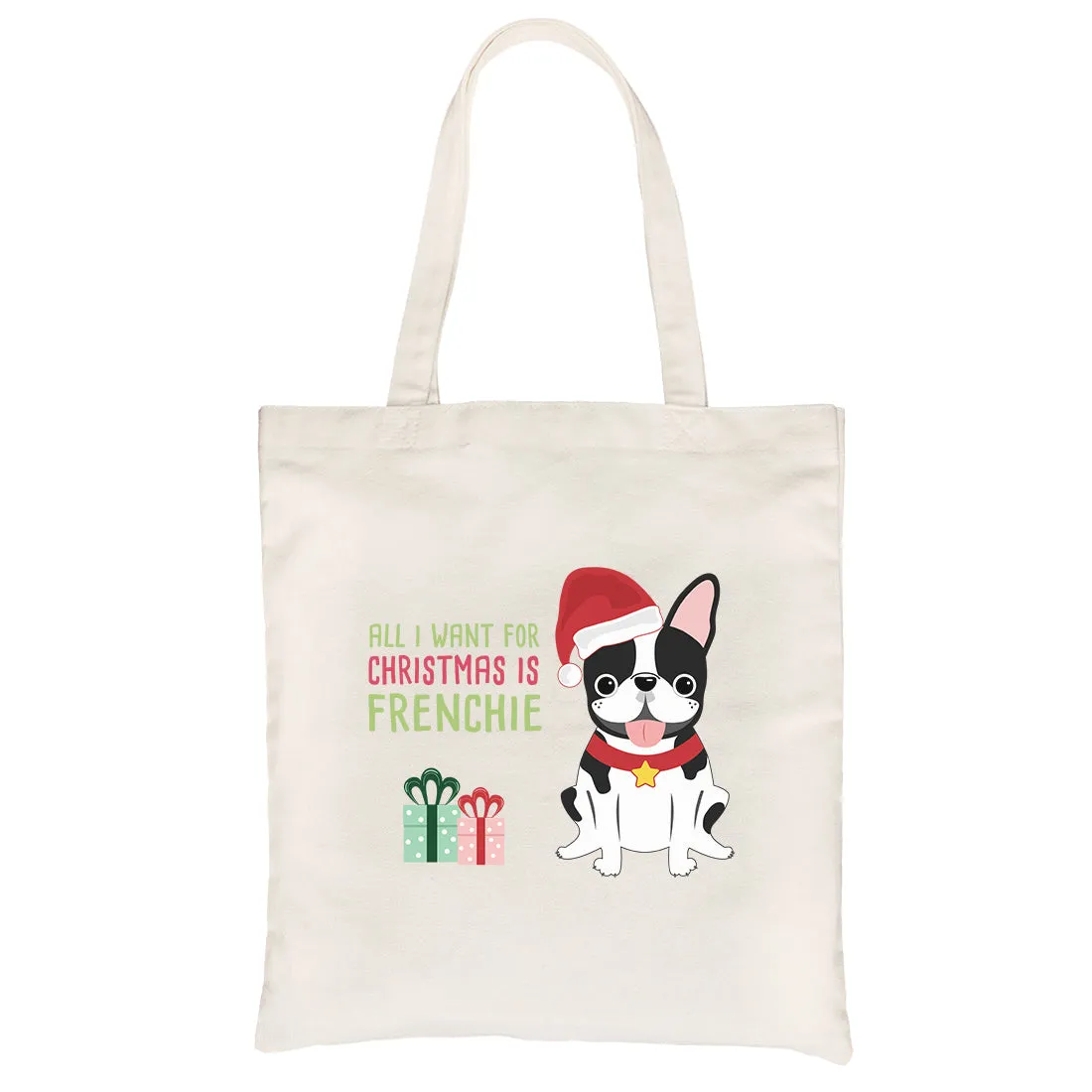 Christmas Frenchie Present Canvas Bag