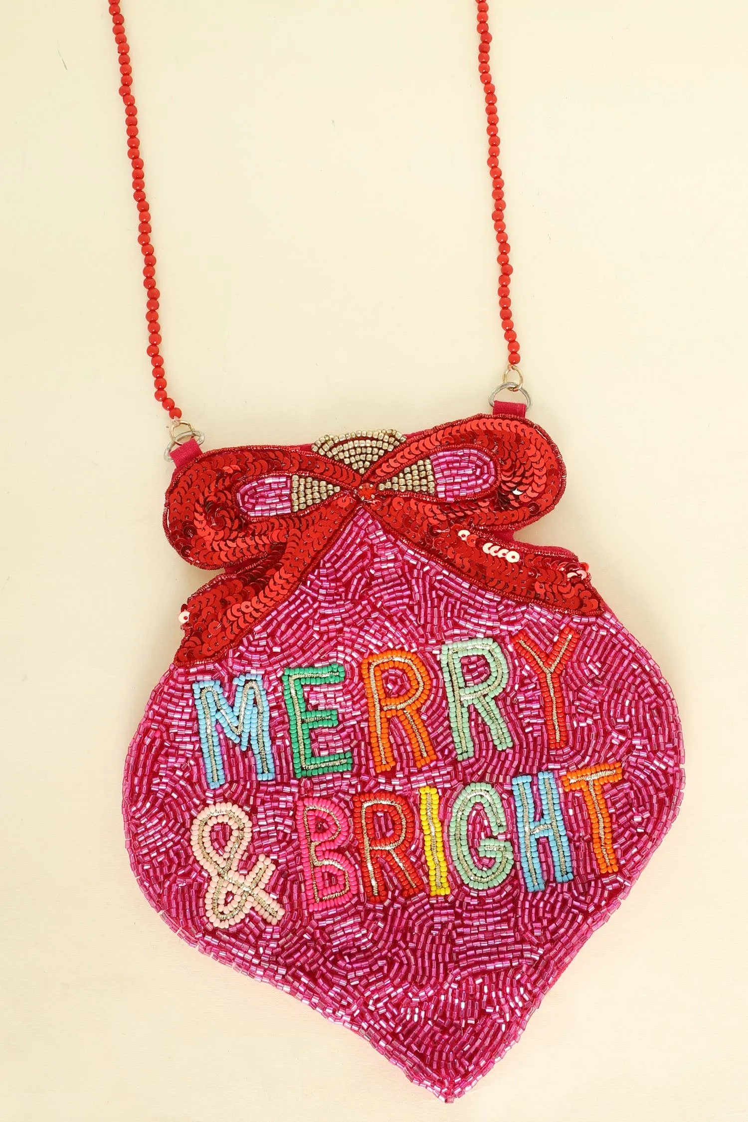 CHRISTMAS ORNAMENT BEAD EMBELLISHED BAG