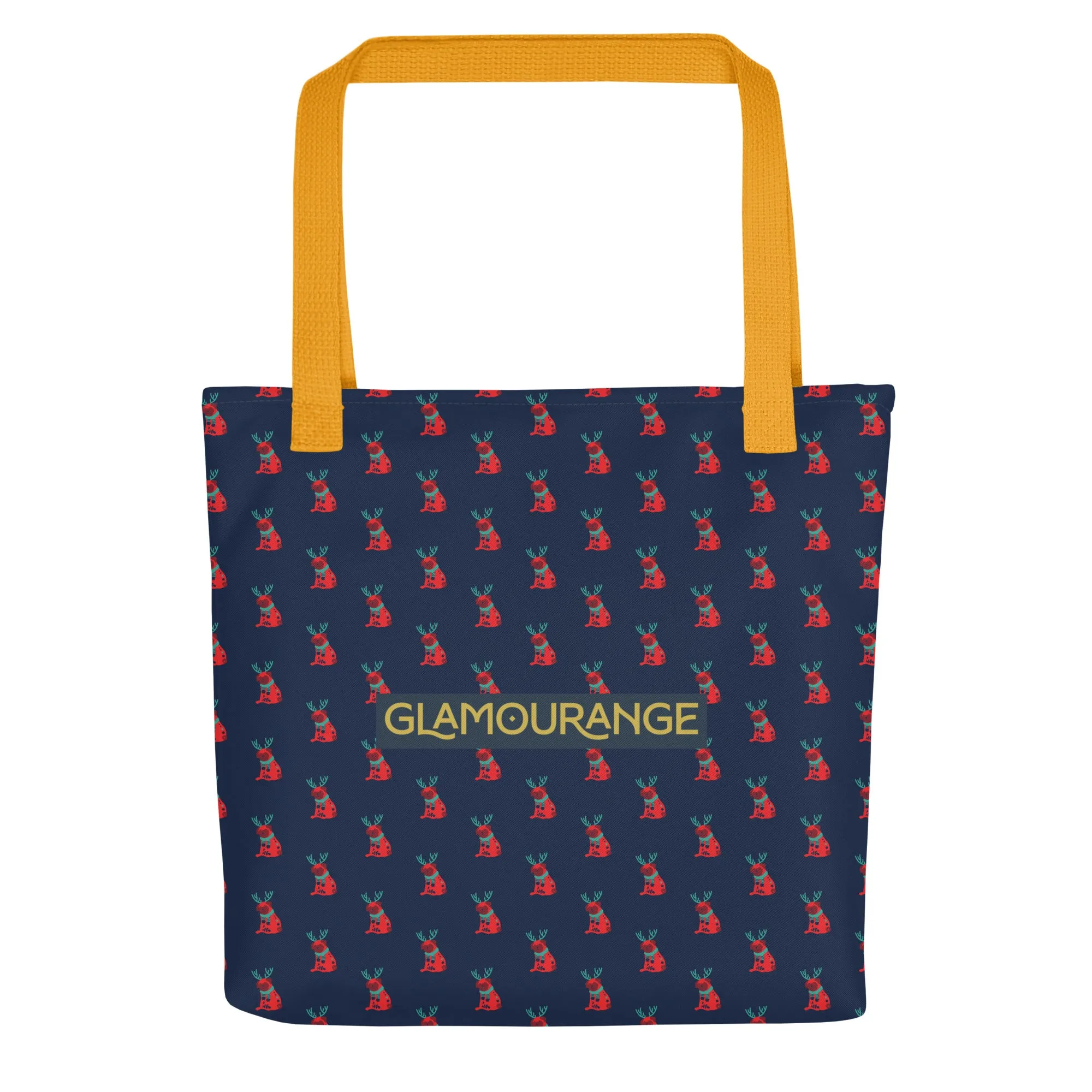 Christmas Tote Bag - A Dog Dressed As A Reindeer (Glamourange Festive Pattern Christmas Tote Bags)