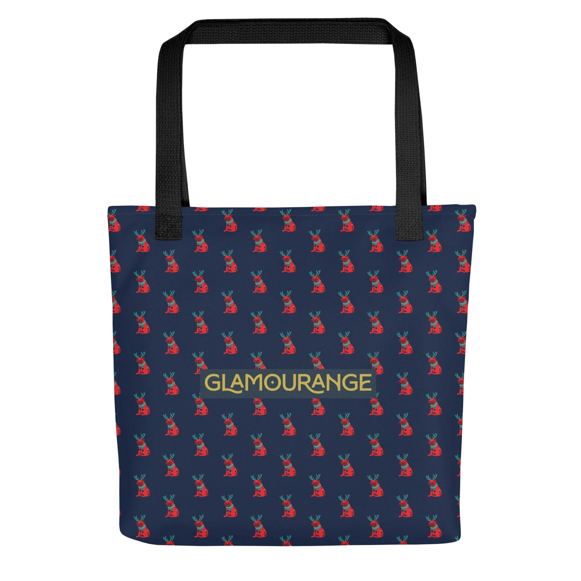 Christmas Tote Bag - A Dog Dressed As A Reindeer (Glamourange Festive Pattern Christmas Tote Bags)