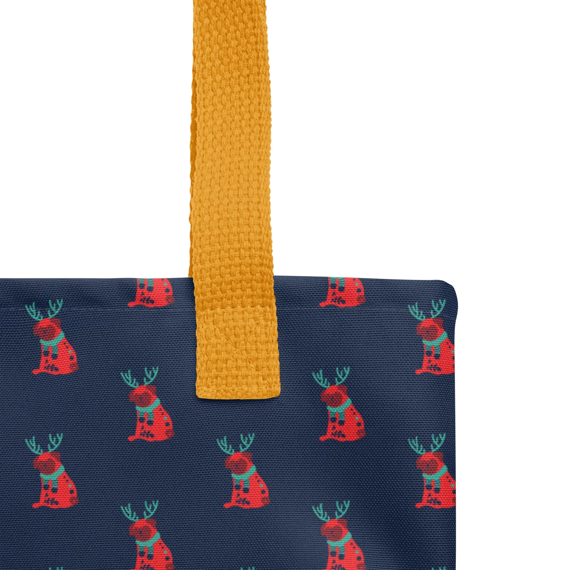 Christmas Tote Bag - A Dog Dressed As A Reindeer (Glamourange Festive Pattern Christmas Tote Bags)