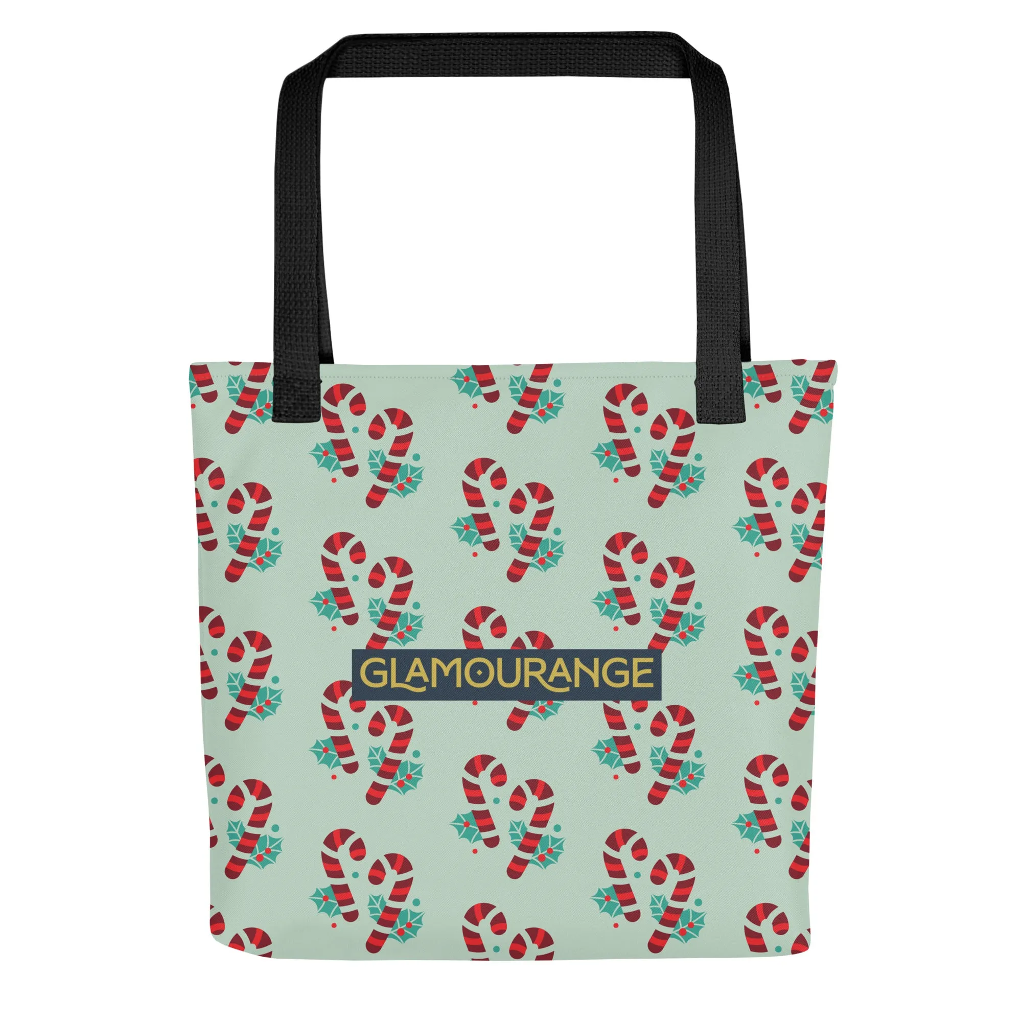 Christmas Tote Bag -- Candy Cane (Glamourange Festive Pattern Christmas Tote Bags)