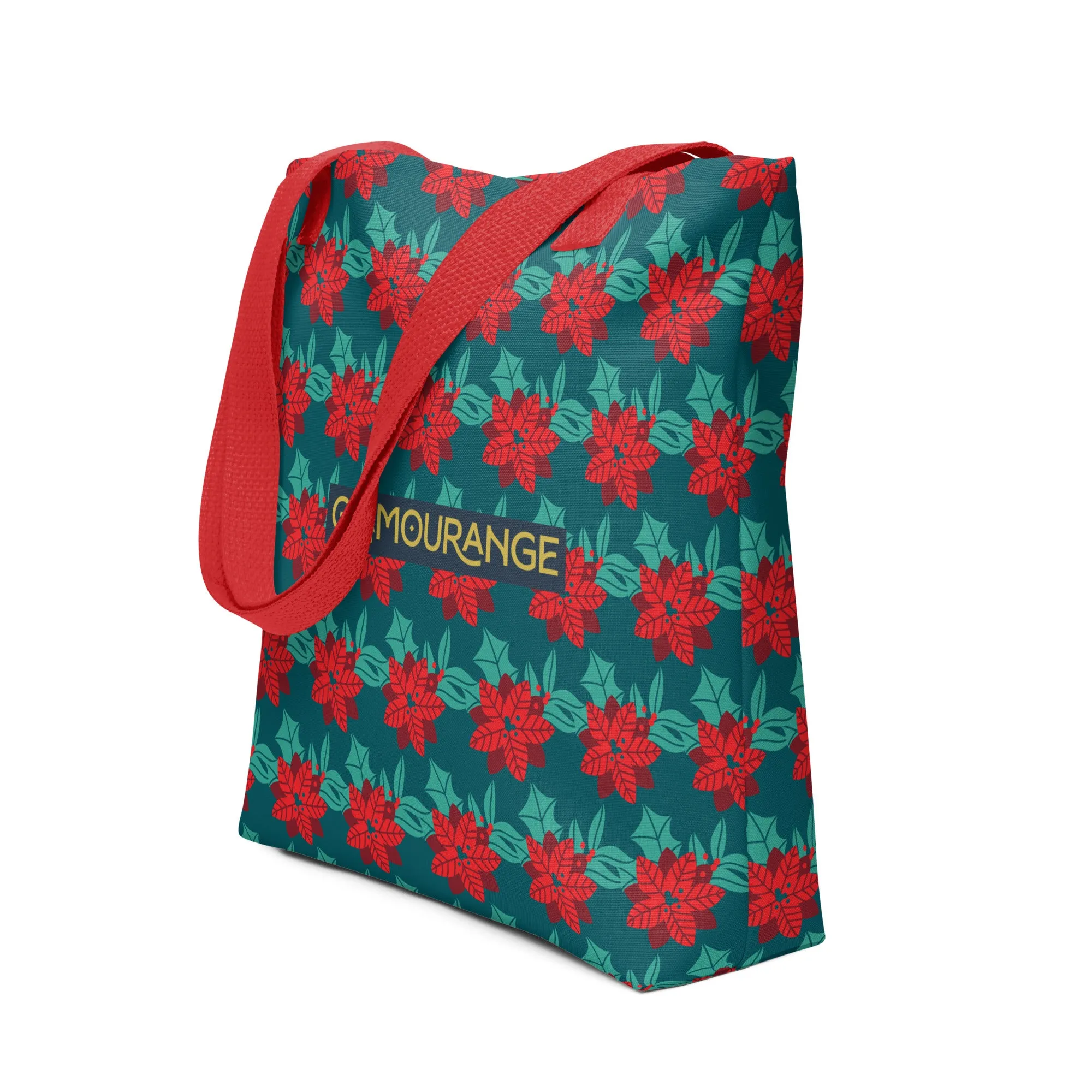 Christmas Tote Bag - Christmas Flower (Glamourange Festive Pattern Christmas Tote Bags)