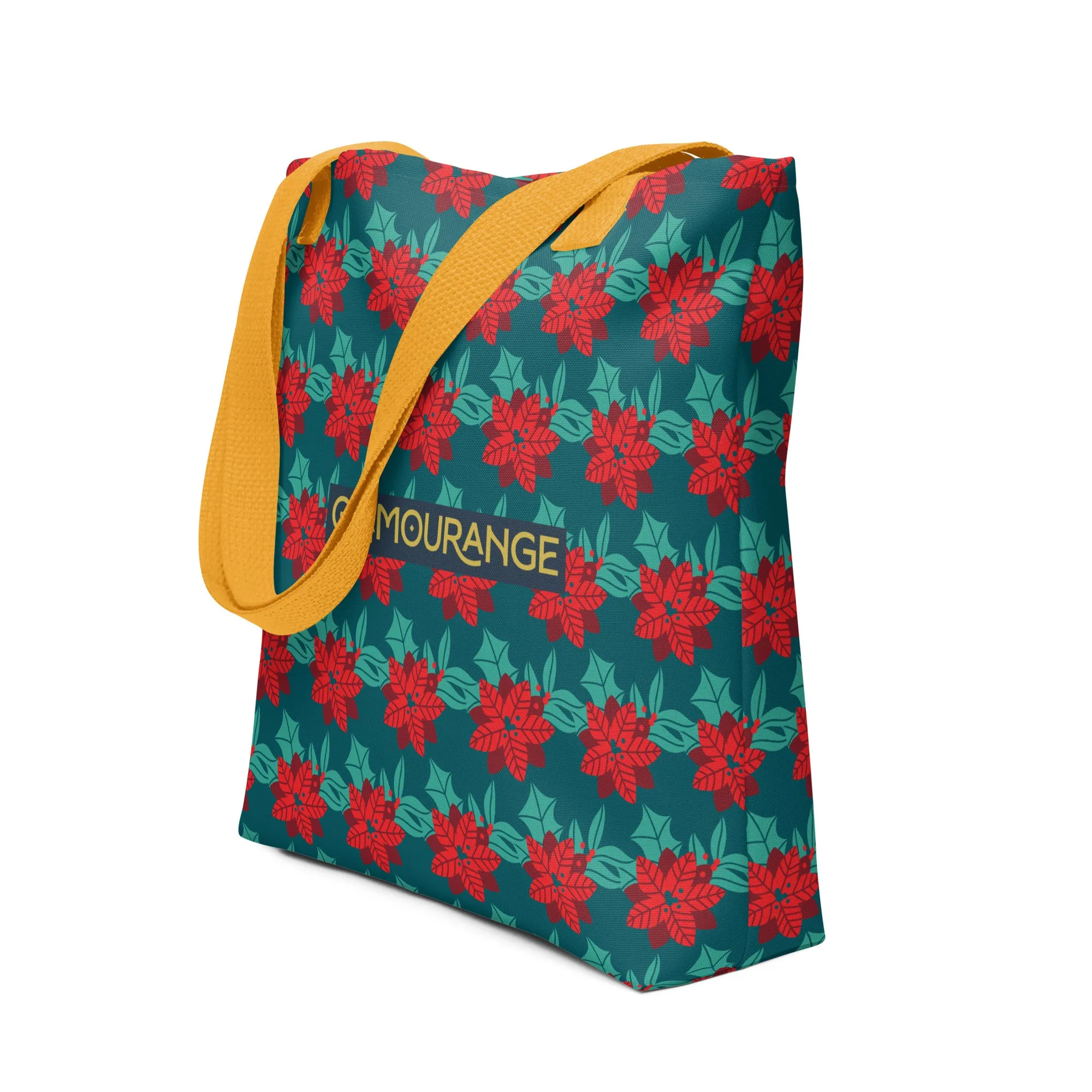 Christmas Tote Bag - Christmas Flower (Glamourange Festive Pattern Christmas Tote Bags)