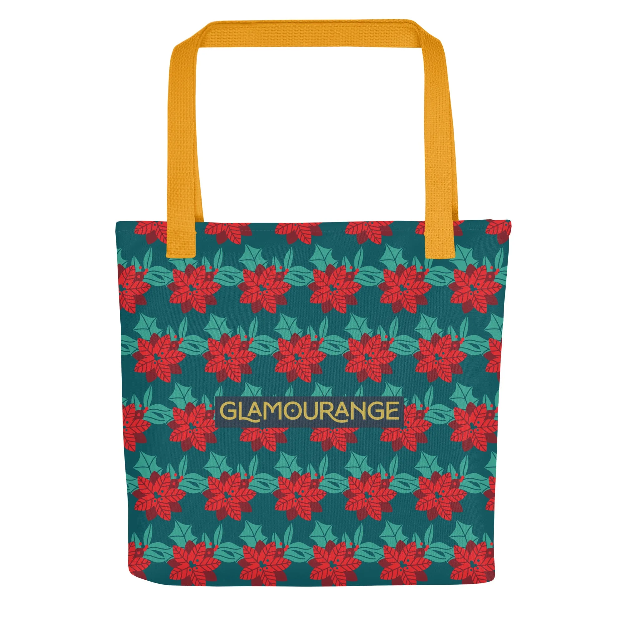 Christmas Tote Bag - Christmas Flower (Glamourange Festive Pattern Christmas Tote Bags)