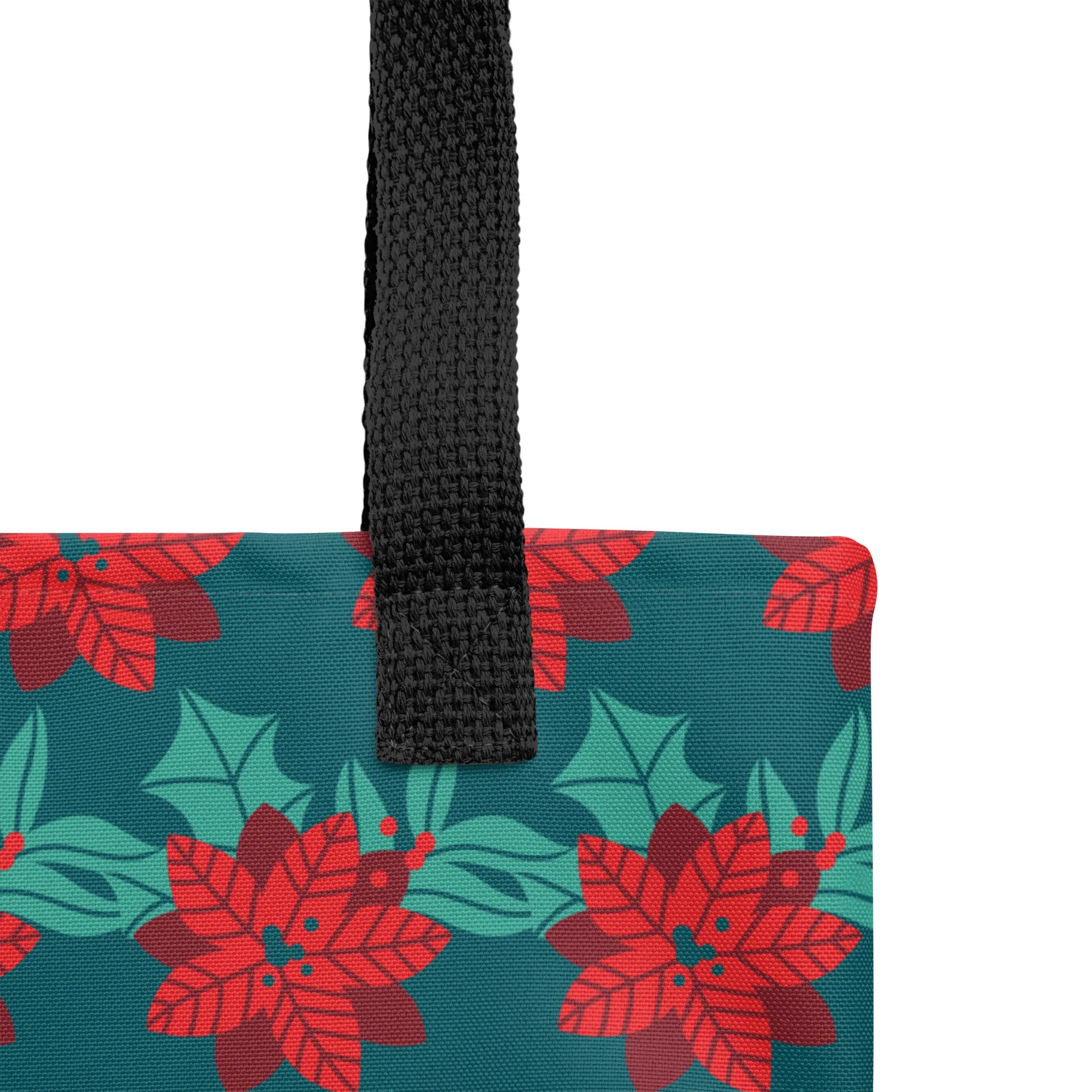 Christmas Tote Bag - Christmas Flower (Glamourange Festive Pattern Christmas Tote Bags)